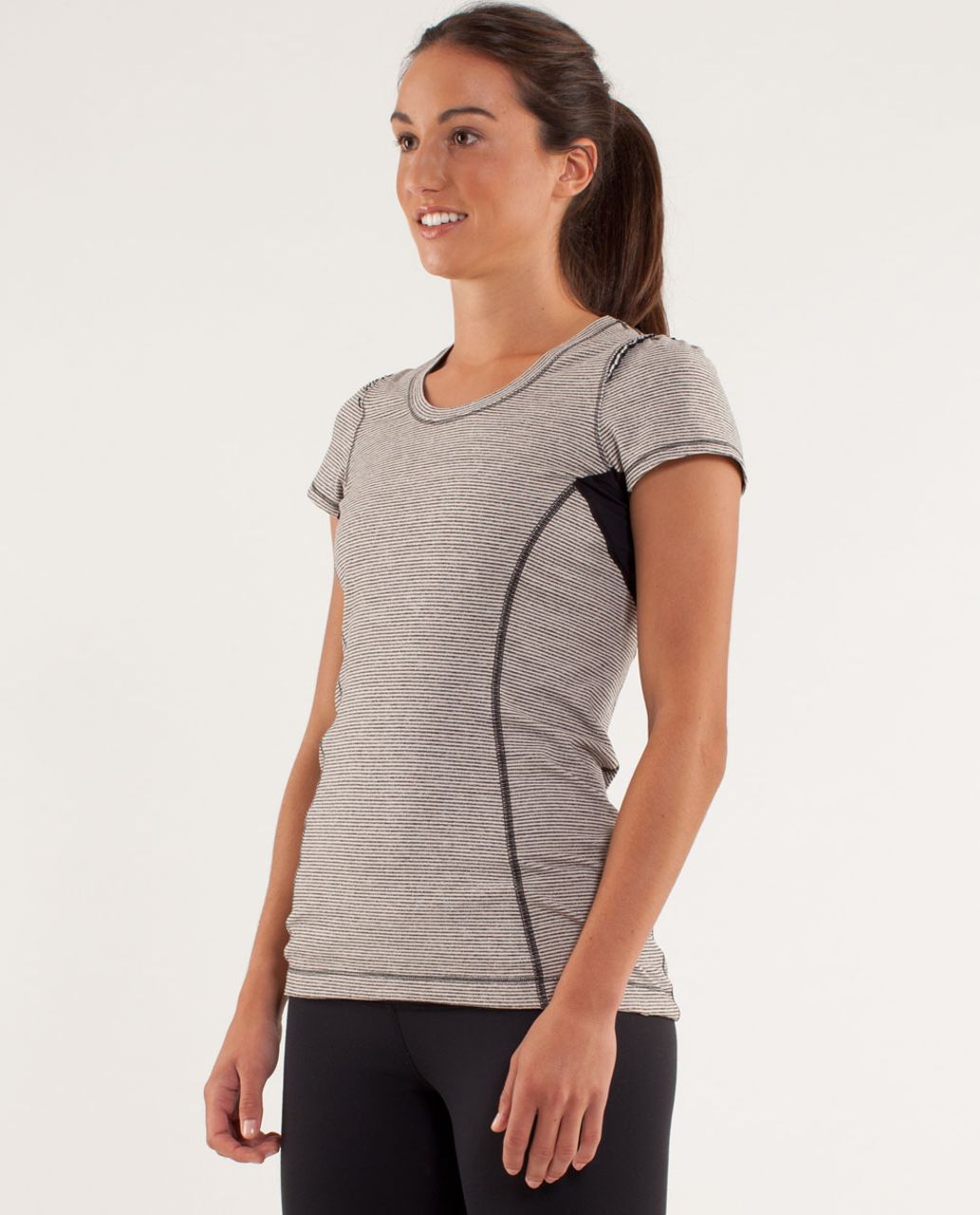 Lululemon Star Runner Short Sleeve - Tonka Stripe Cashew / Heathered Black / Black