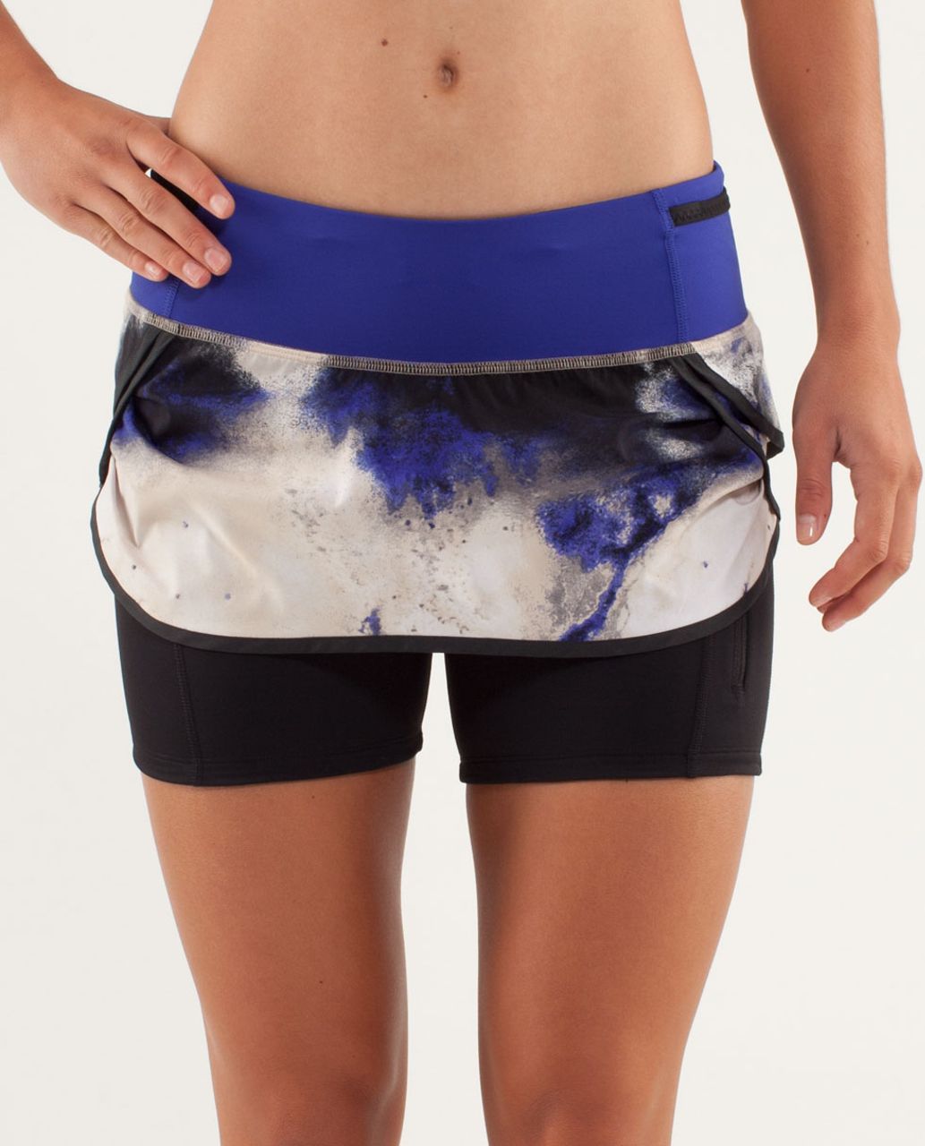 Lululemon Run:  Speed Squad Skirt - Milky Way Multi Print / Pigment Blue / Black