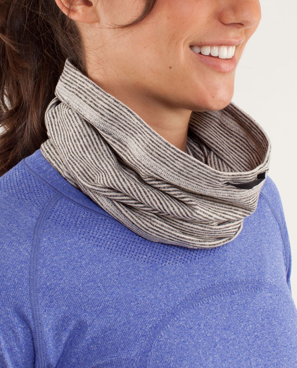 Lululemon Brisk Run Neck Warmer - Black / Tonka Stripe Cashew / Heathered Black