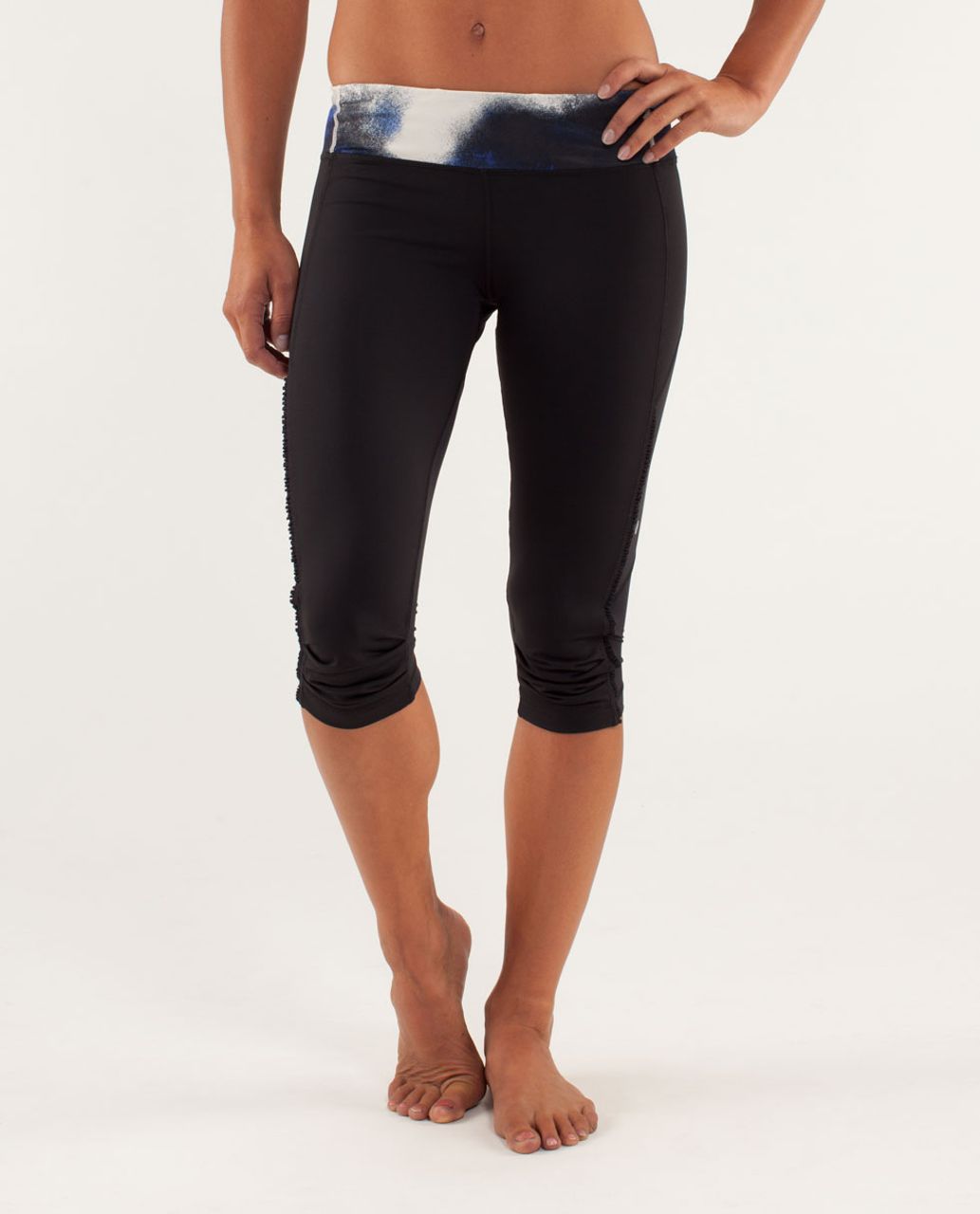 Lululemon Runnin' With My Homies Crop - Black / Milky Way Multi Print / Pigment Blue