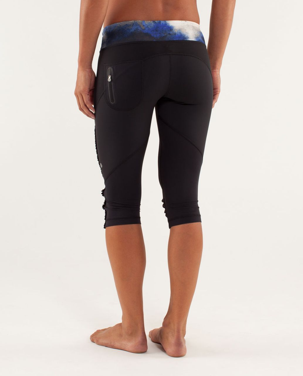 Lululemon Runnin' With My Homies Crop - Black / Milky Way Multi Print / Pigment Blue