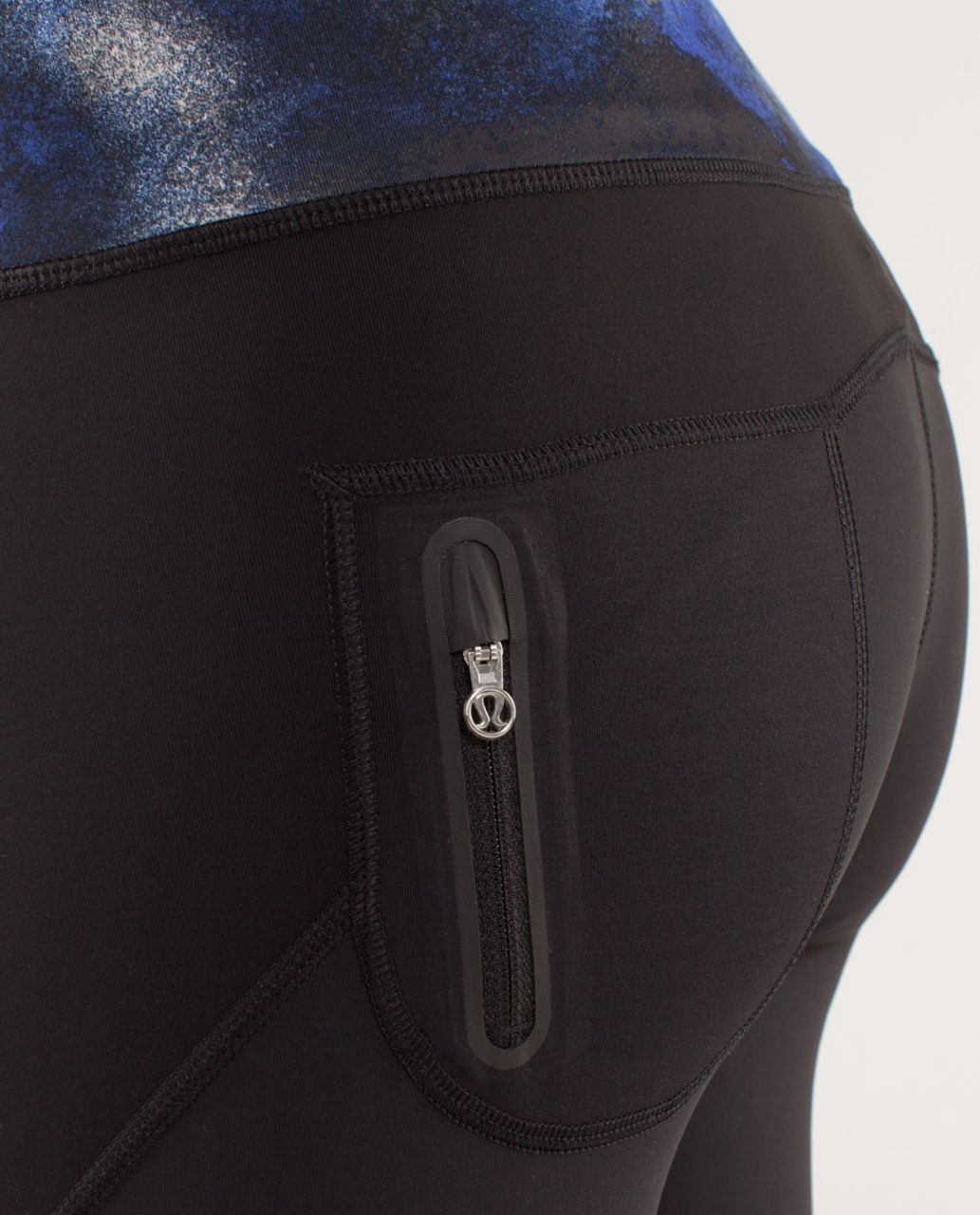 Lululemon Runnin' With My Homies Crop - Black / Milky Way Multi Print / Pigment Blue