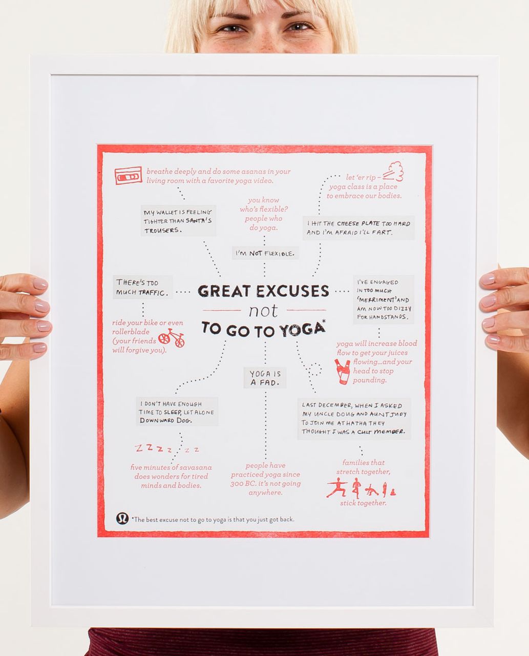 Lululemon Great Excuses Not To Do Yoga Poster - No Colour