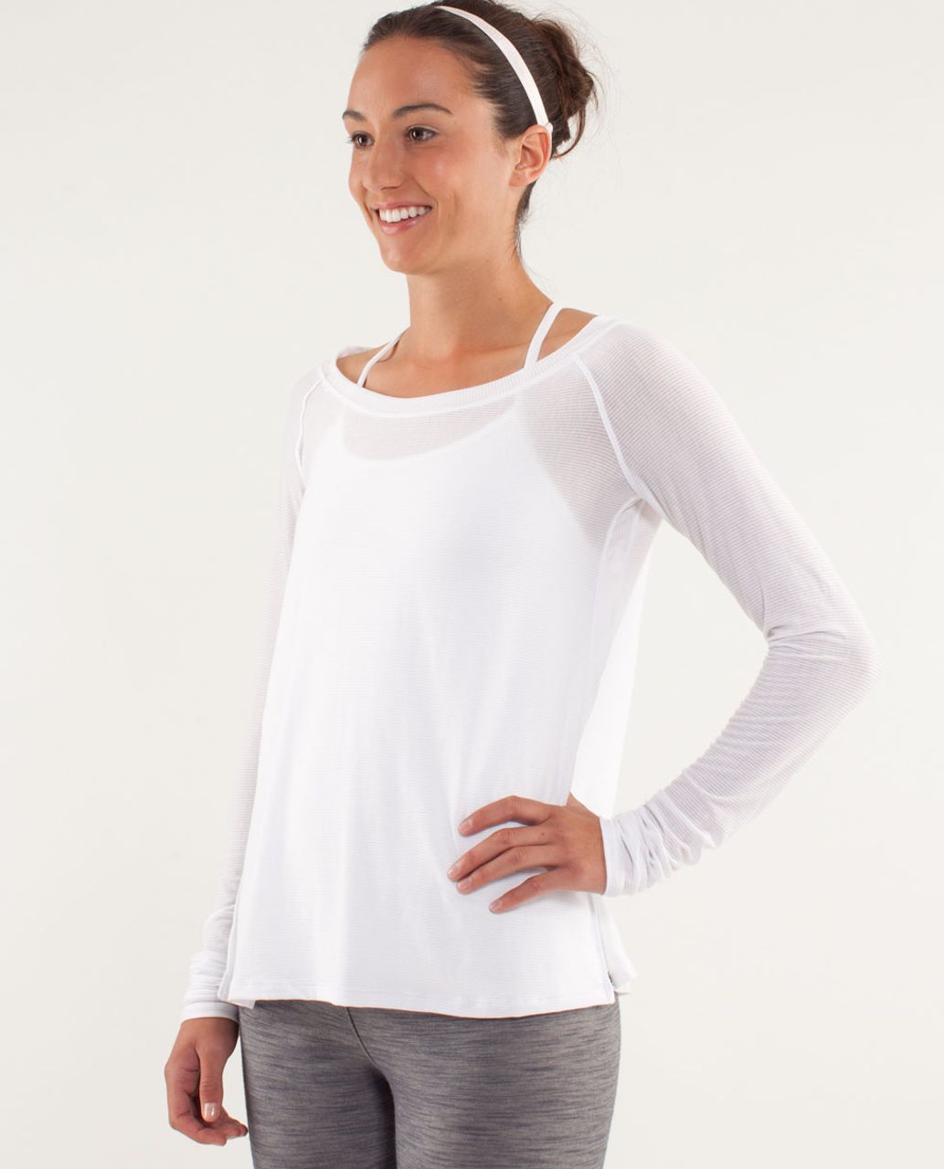 Lululemon Presence Of Mind Long Sleeve - Tonka Stripe Burnout White