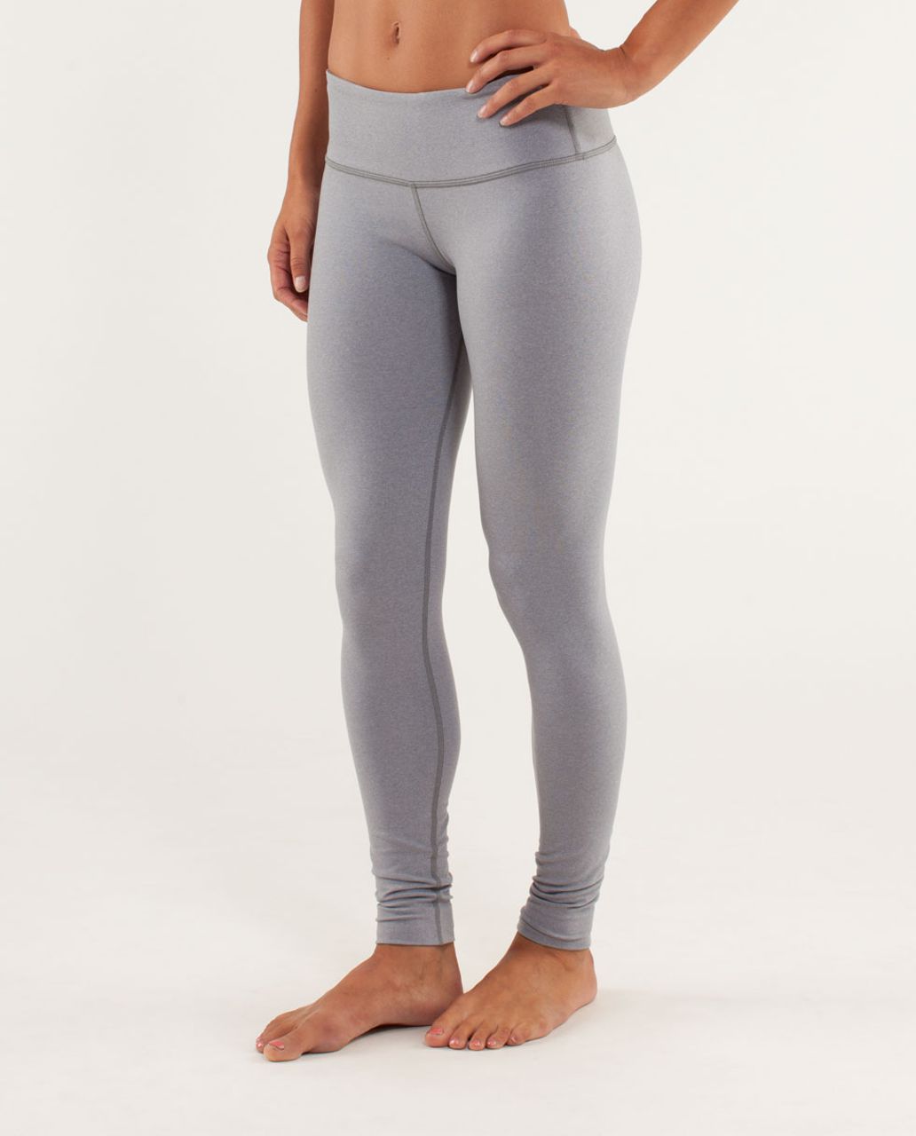 Lululemon Wunder Under Pant - Heathered Fossil / White