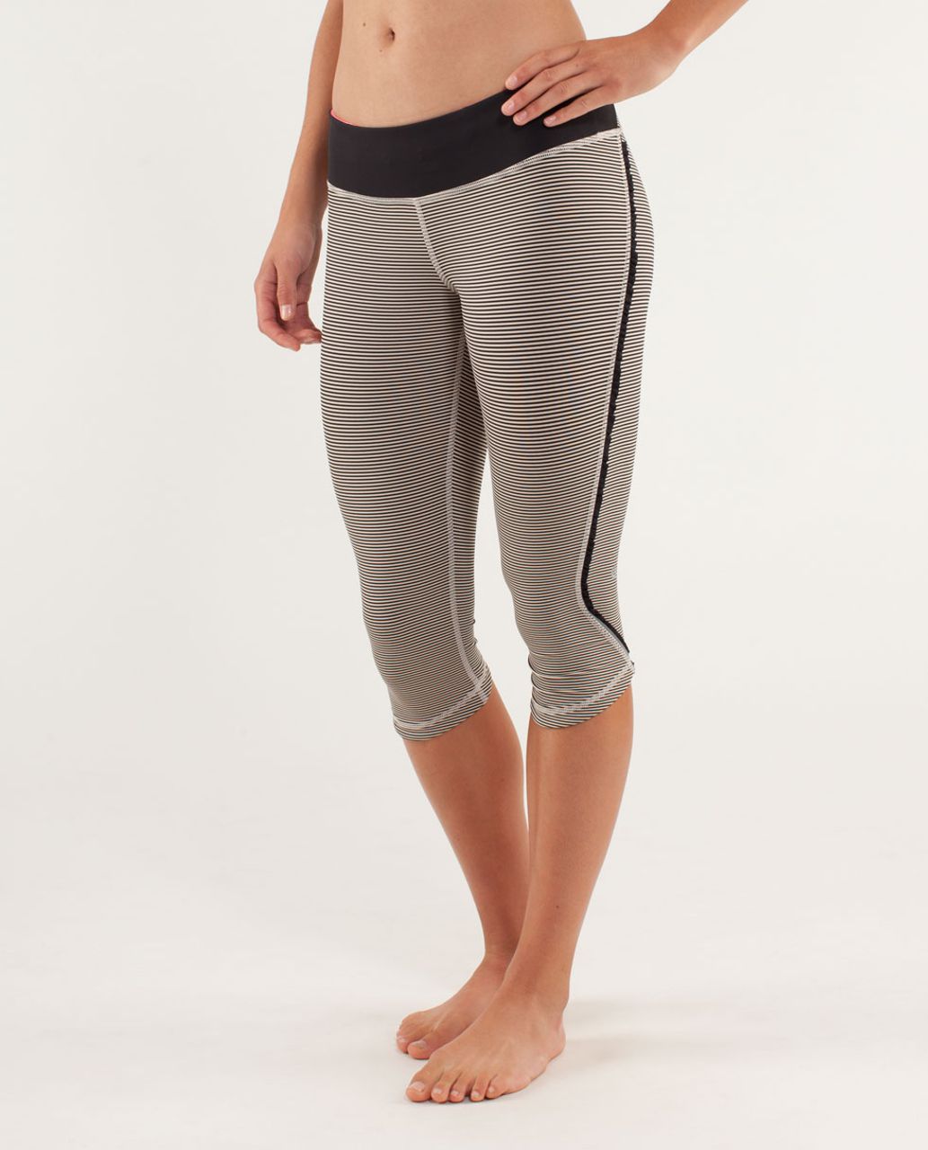 Lululemon Run:  Fast And Free Crop - Tonka Stripe Cashew / Black / Flare Light