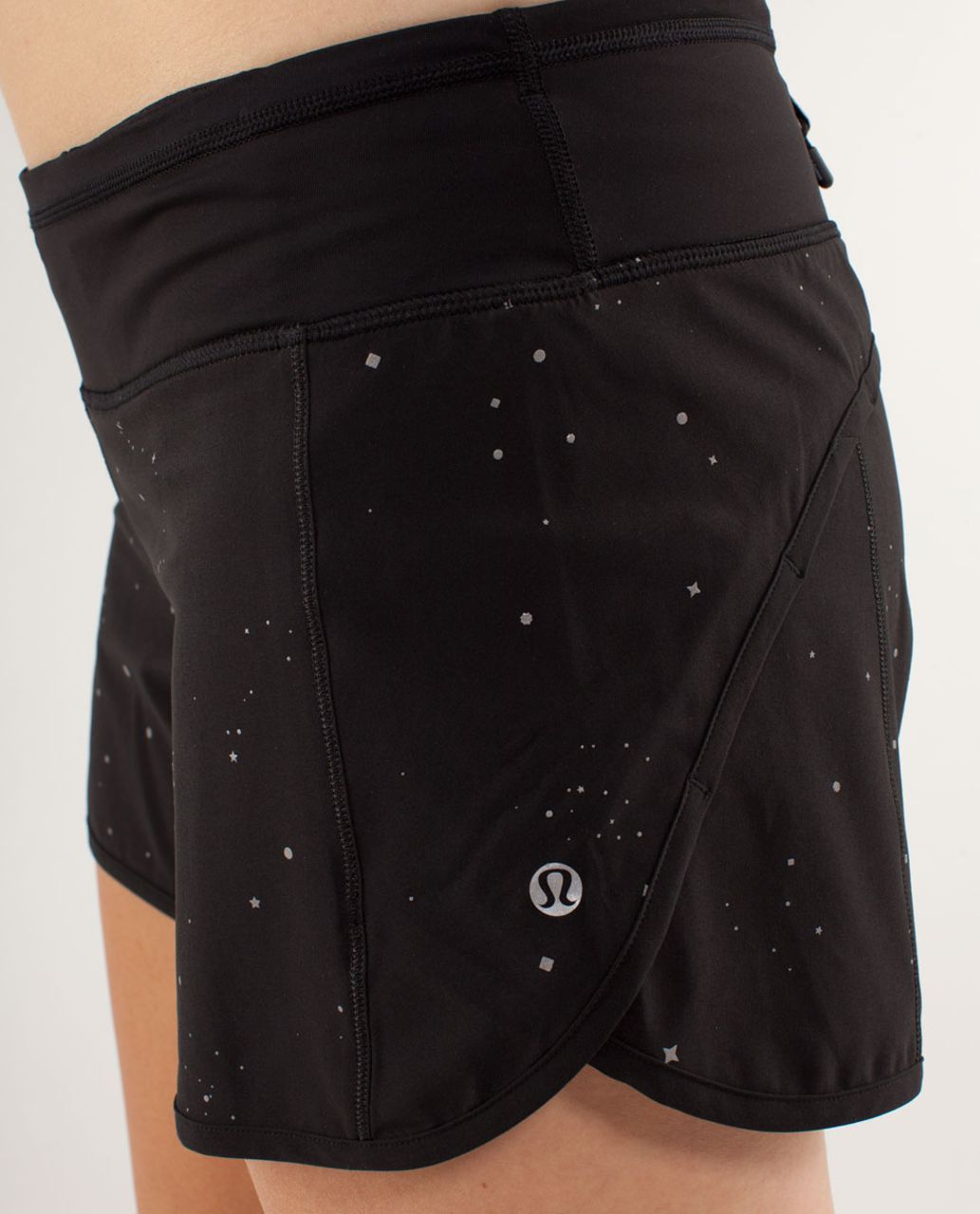 Lululemon Turbo Run Short - Twinkle Silver Reflective / Black