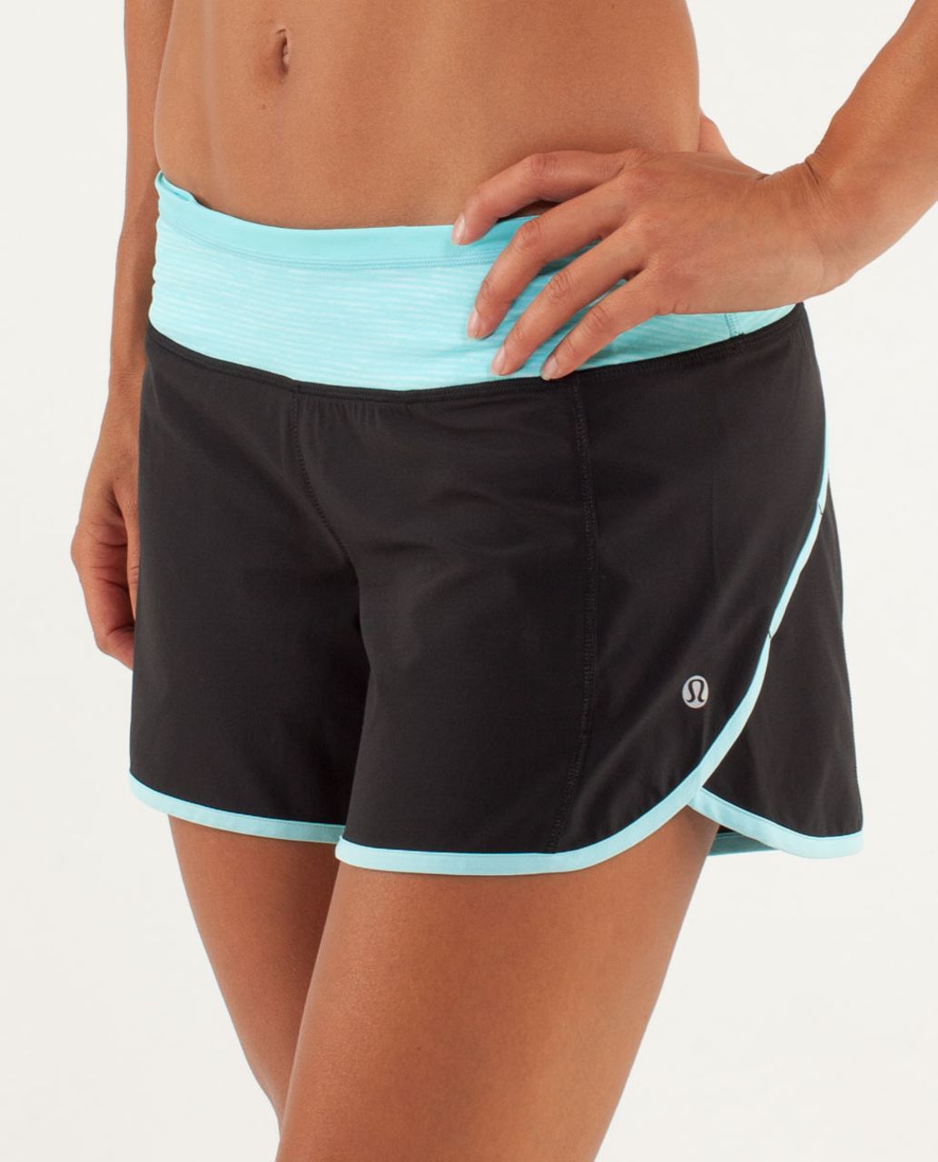 Lululemon Turbo Run Short - Black / Angel Blue / Tonka Stripe Angle Blue