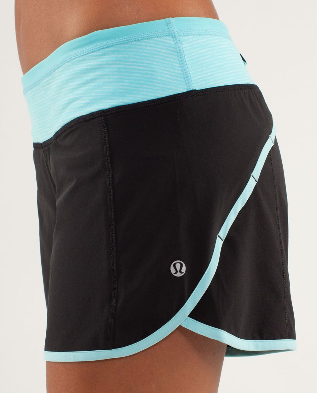 Lululemon Turbo Run Short - Black / Angel Blue / Tonka Stripe Angle Blue