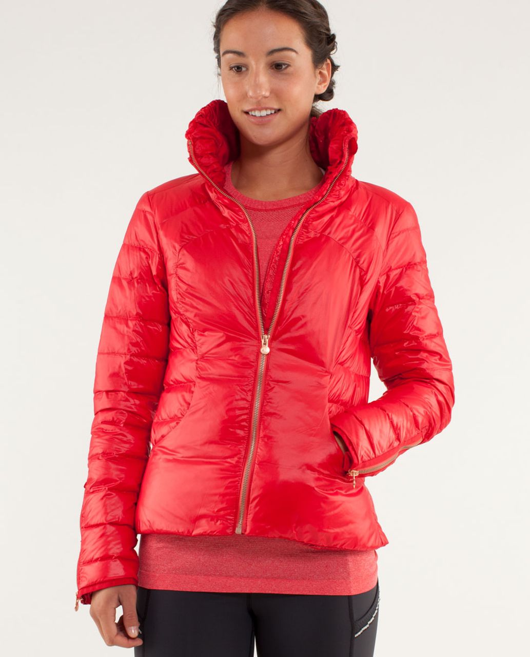 lululemon athletica, Jackets & Coats, Lululemon Not So Stuffy Puffer Full  Zip Red Jacket Womens