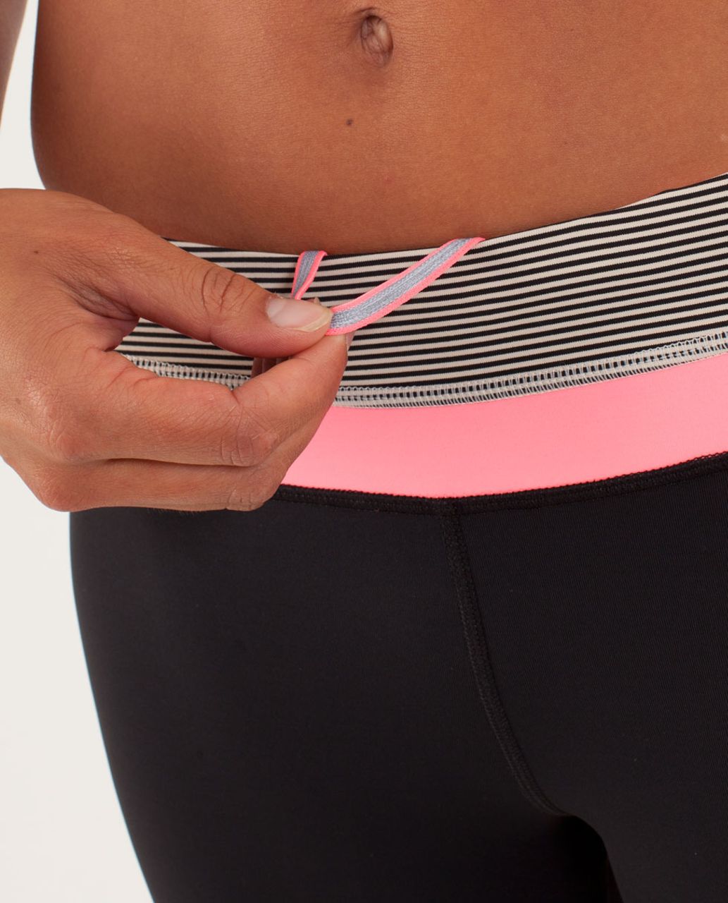 Lululemon Run:  Inspire Crop II - Black / Tonka Stripe Cashew / Flash Light