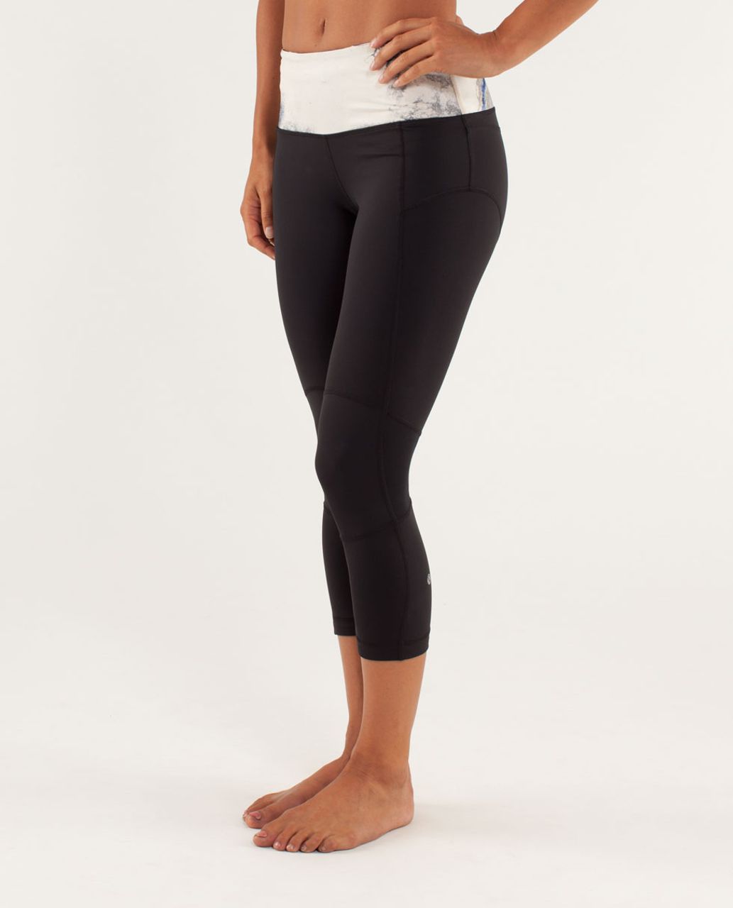 Lululemon Run:  Bright At Night Crop - Black / Milky Way Multi Print / Pigment Blue