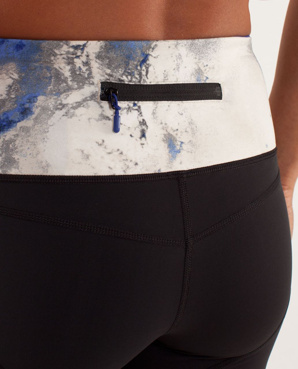 Lululemon Run:  Bright At Night Crop - Black / Milky Way Multi Print / Pigment Blue