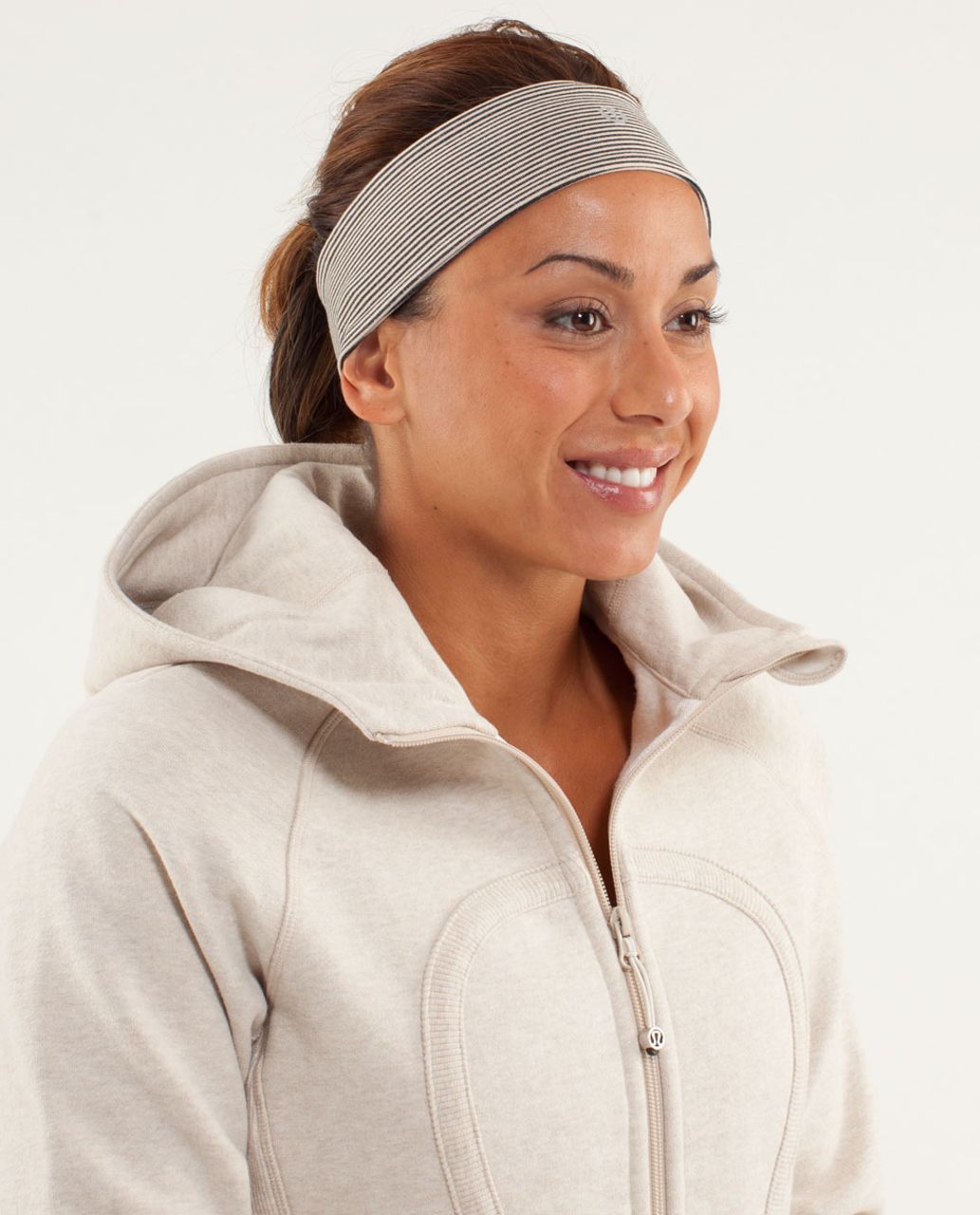 Lululemon Lucky Luon Headband - Tonka Stripe Cashew / Heathered Black