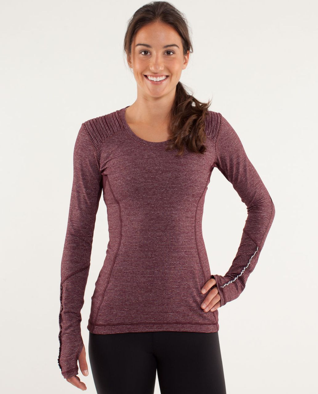 Lululemon Star Runner Long Sleeve - Tonka Stripe Bordeaux Drama / Heathered Bordeaux Drama / Bordeaux Drama