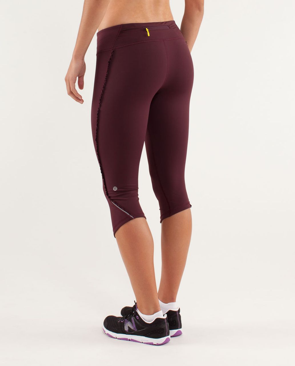 Lululemon Run:  Fast And Free Crop - Bordeaux Drama / Tonka Stripe Bordeaux Drama / Pretty Pink