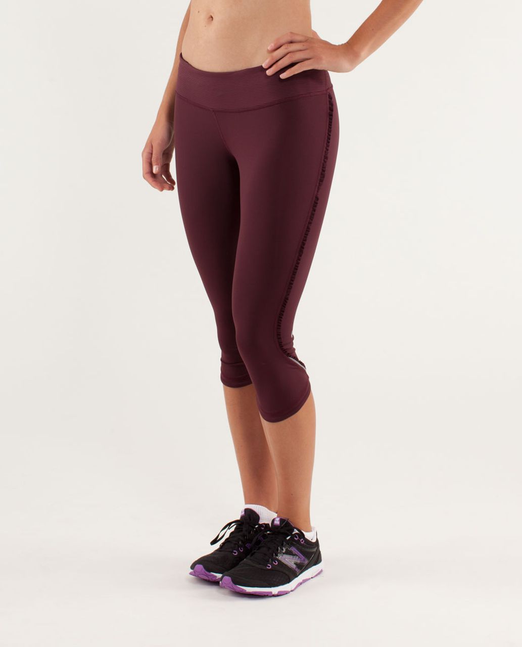 Lululemon Run:  Fast And Free Crop - Bordeaux Drama / Tonka Stripe Bordeaux Drama / Pretty Pink