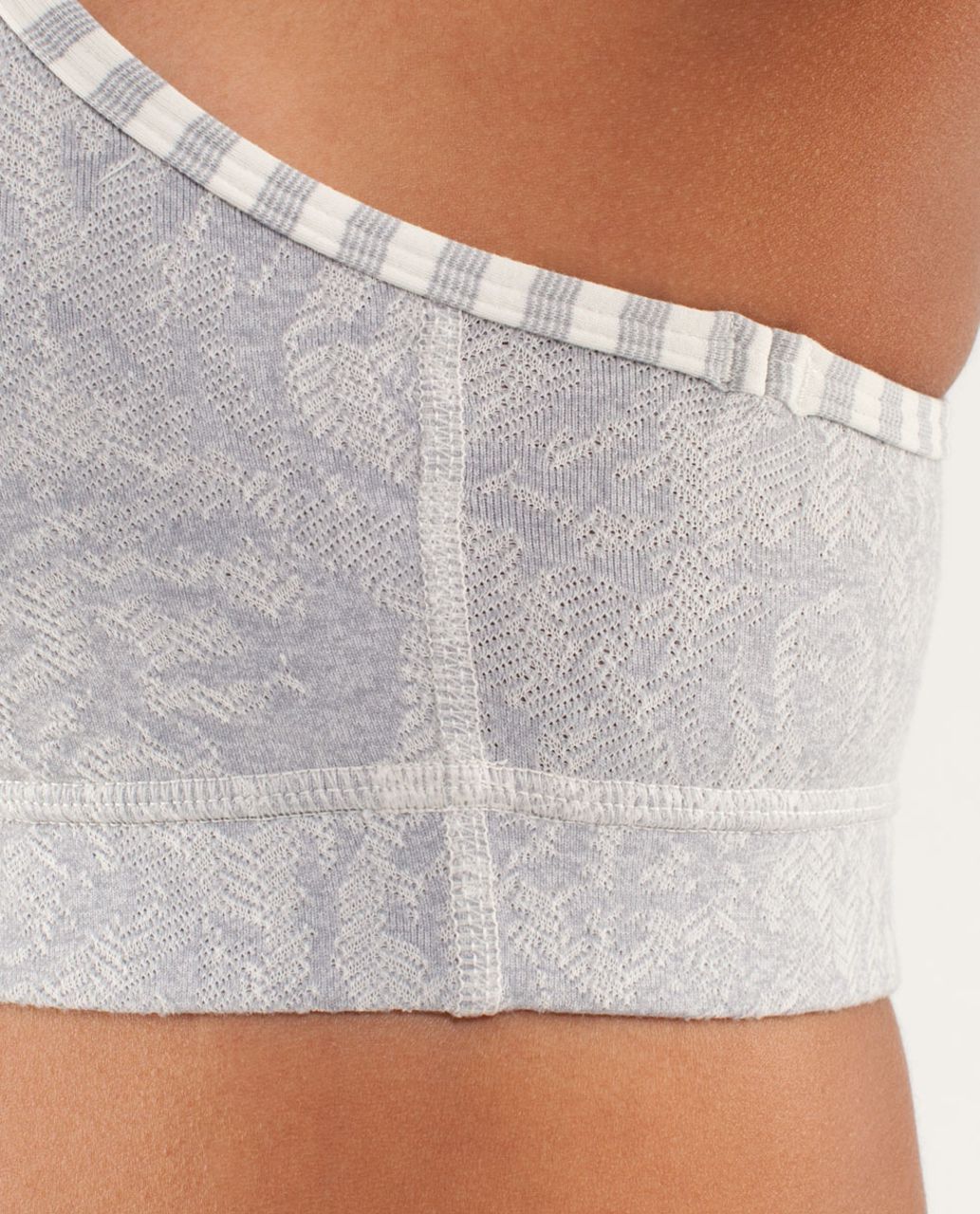 Lululemon Flow Y Bra IV - Rose Herringbone Polar Cream / Half Micro Macro Stripe Polar Cream Heathered Silver Sl