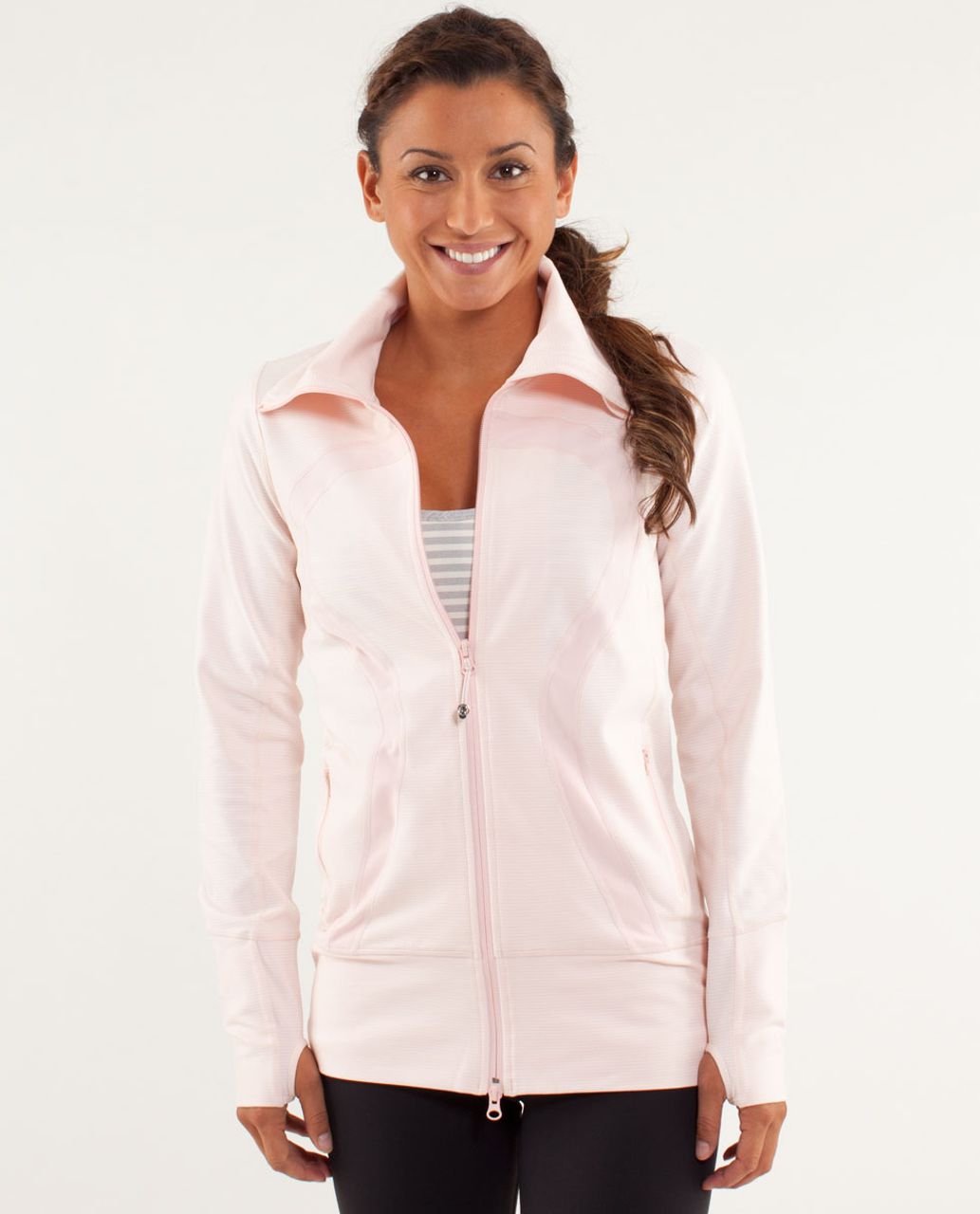 Lululemon Stride Jacket - Paris Pink White Microstripe / Paris Pink - lulu  fanatics