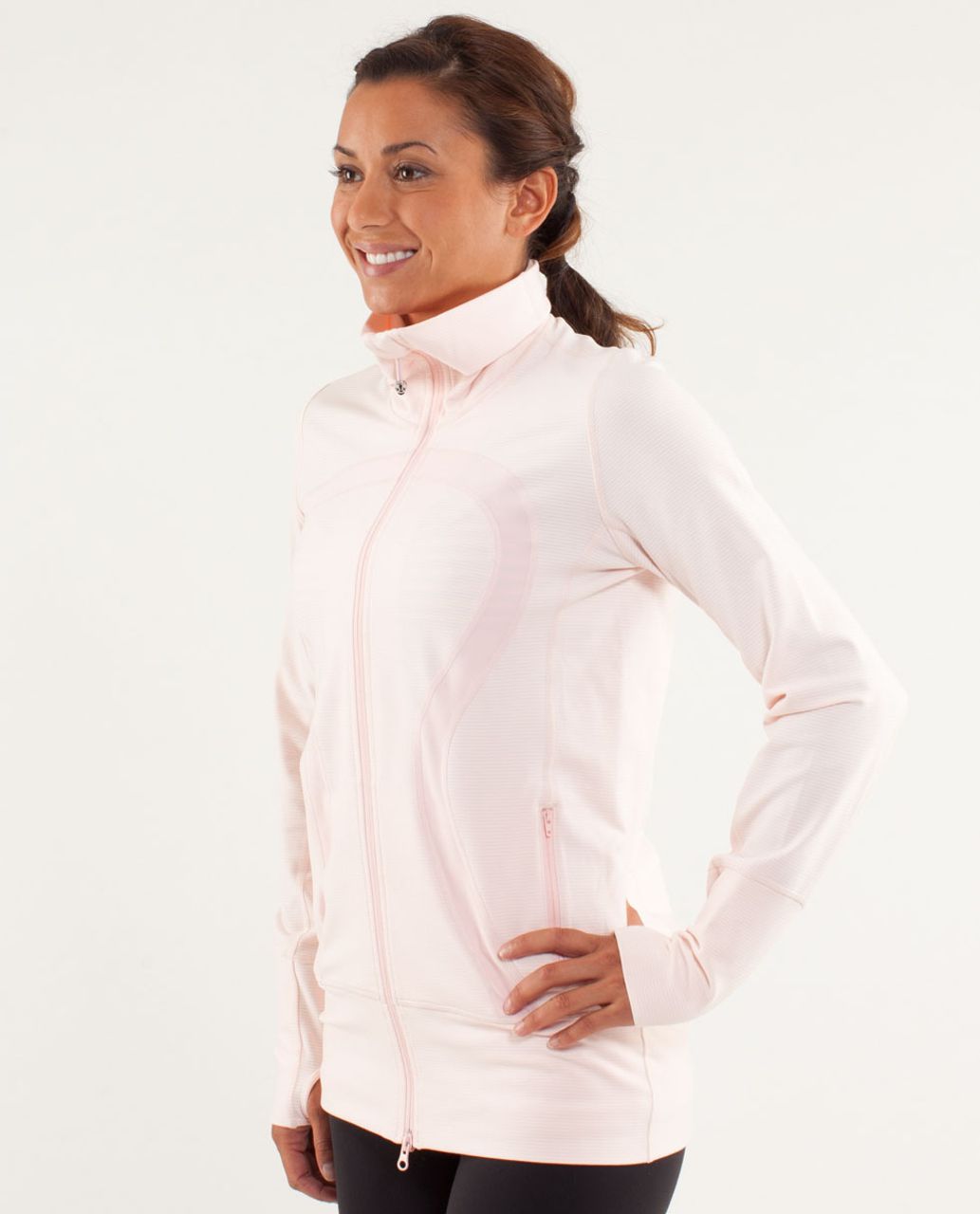 Lululemon white herringbone forme jacket heathered paris pink speed shorts  - Agent Athletica