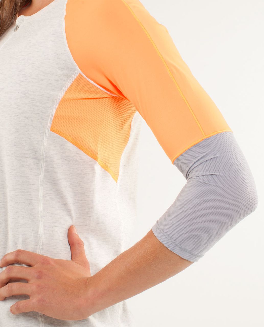 Lululemon Spincity Long Sleeve - Heathered Polar Cream / Creamsicle Pop / Silver Slate