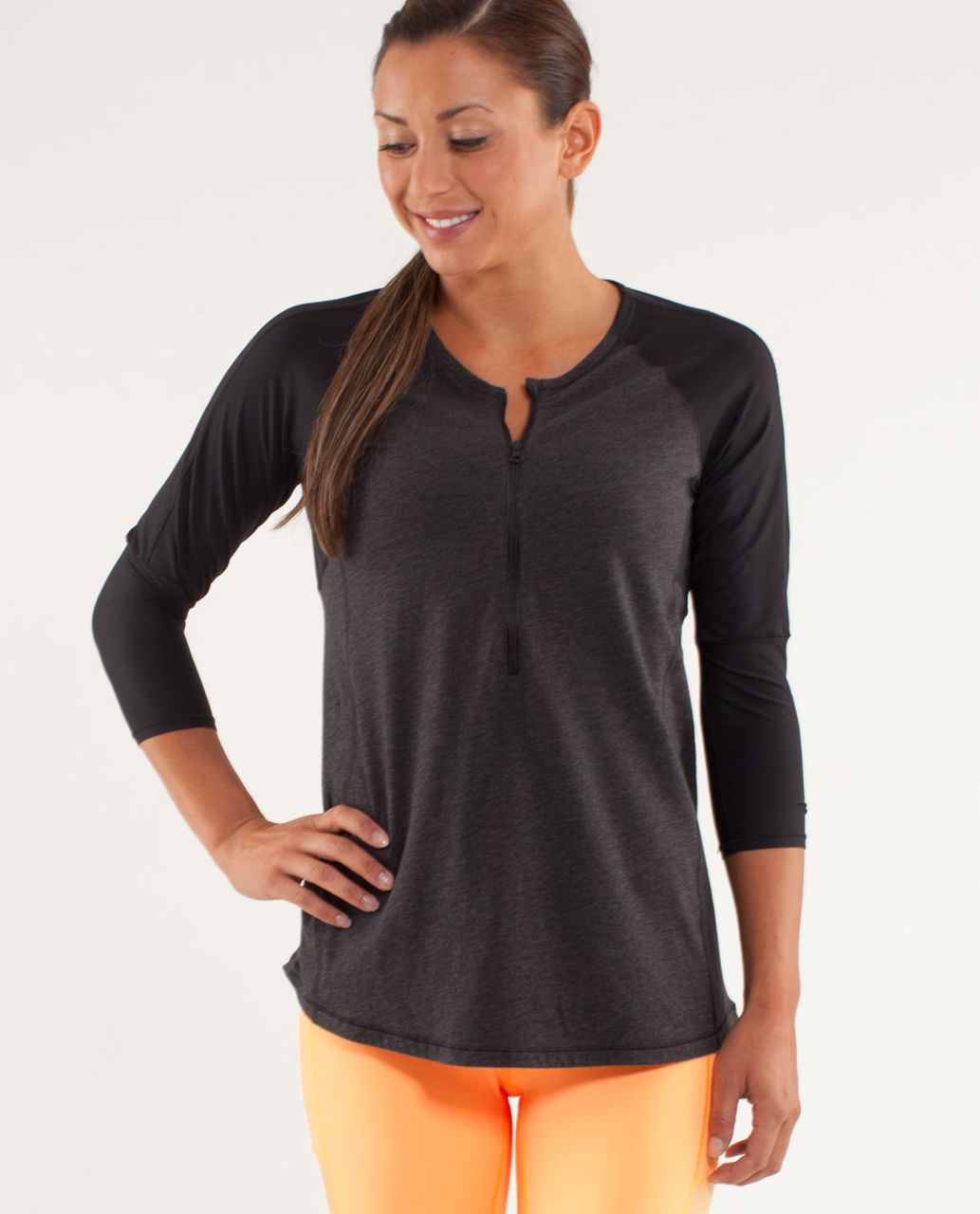 Lululemon Spincity Long Sleeve - Heathered Black /  Black