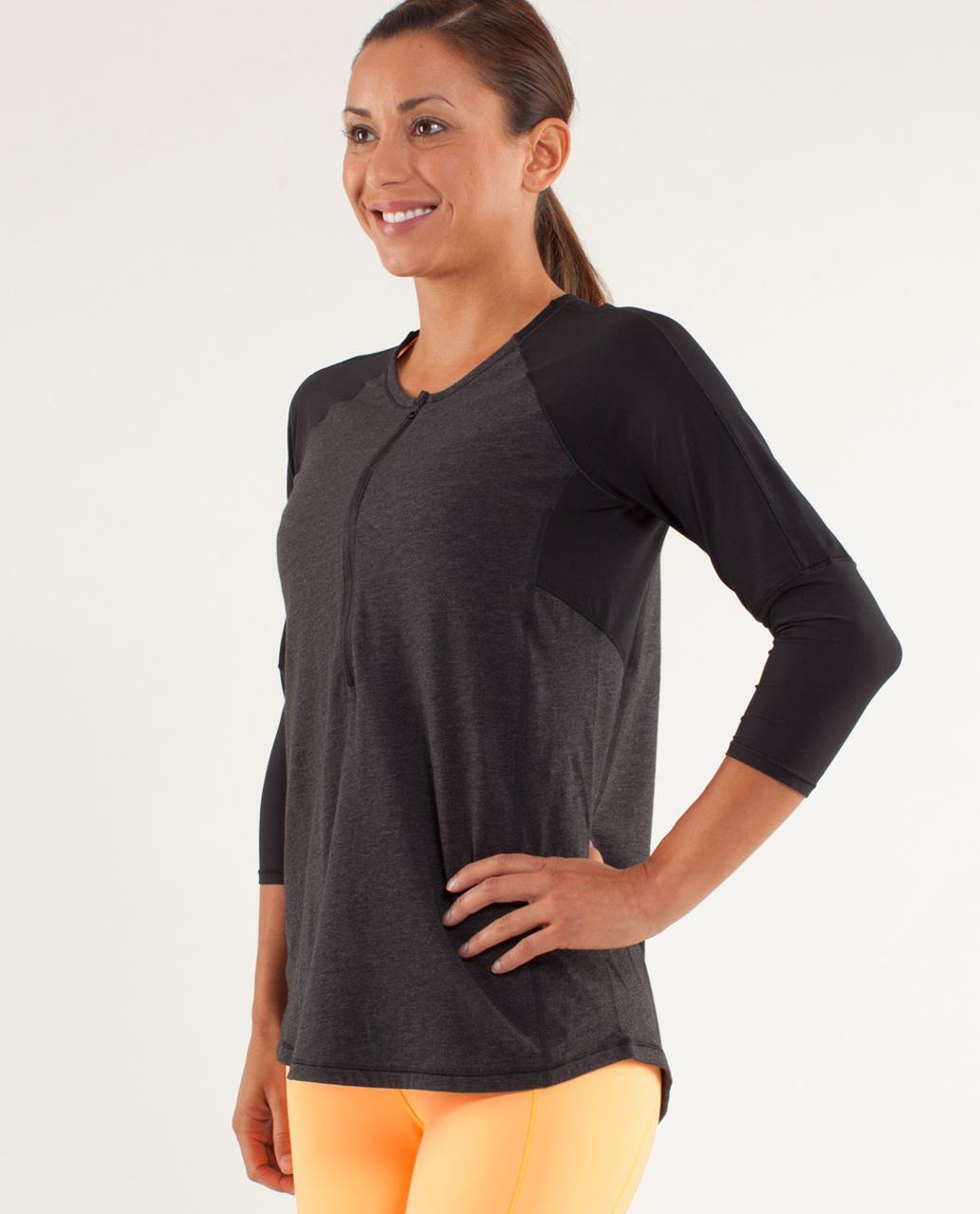 Lululemon Spincity Long Sleeve - Heathered Black /  Black