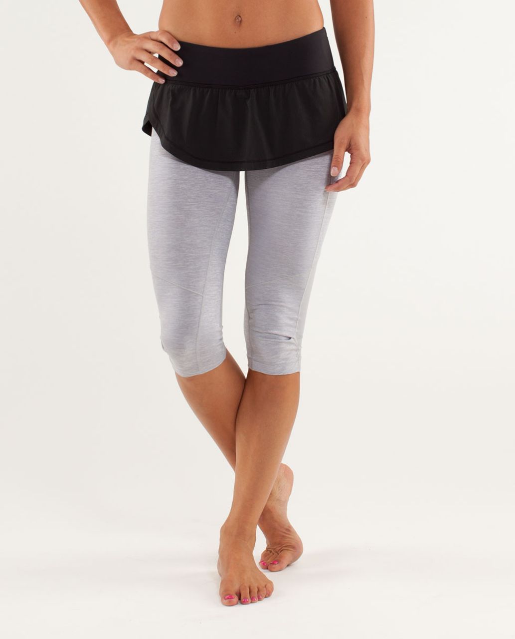 Lululemon Spin It To Win It Crop - Heathered Silver Slate / Black