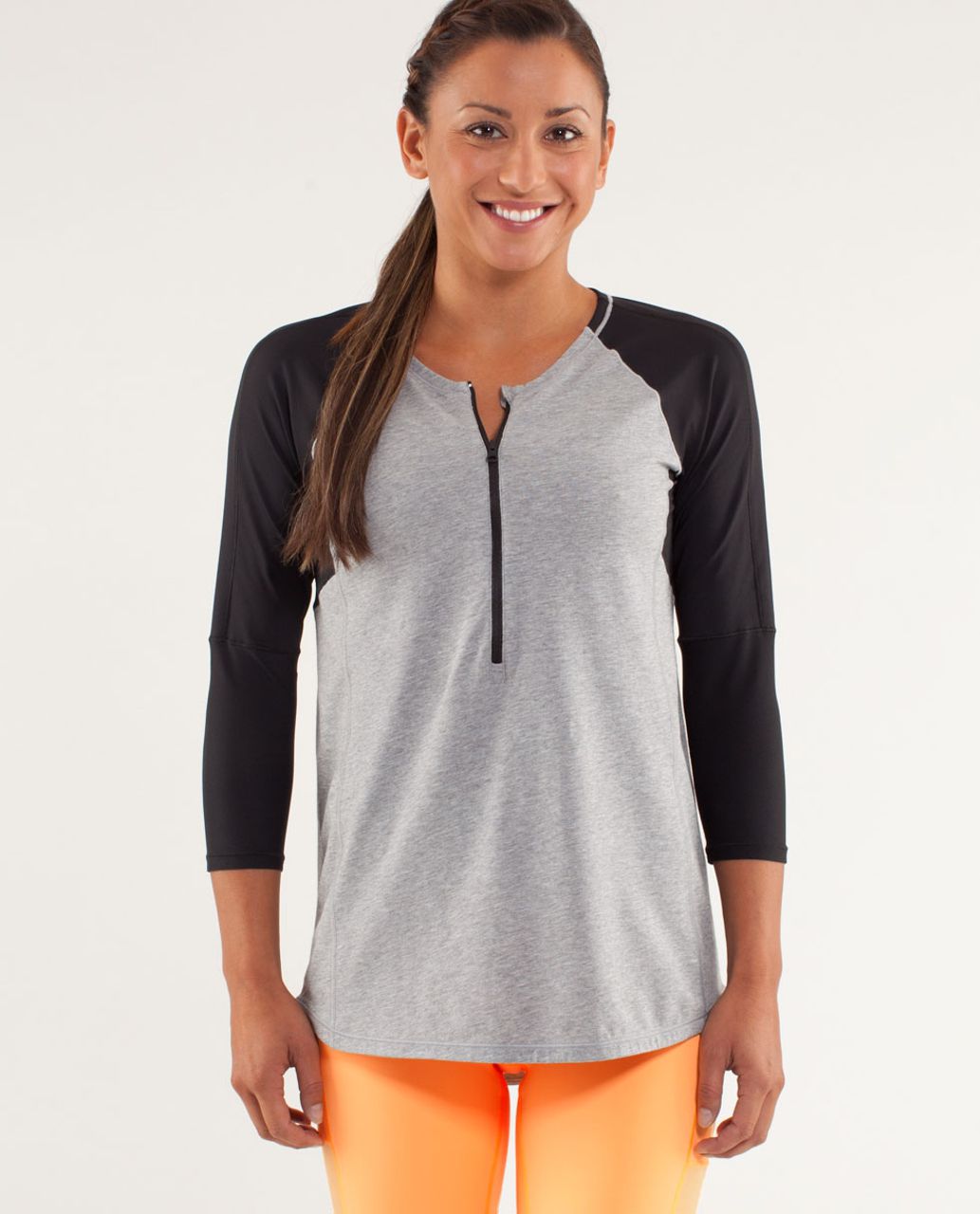 Lululemon Spincity Long Sleeve - Heathered Silver Slate / Black 