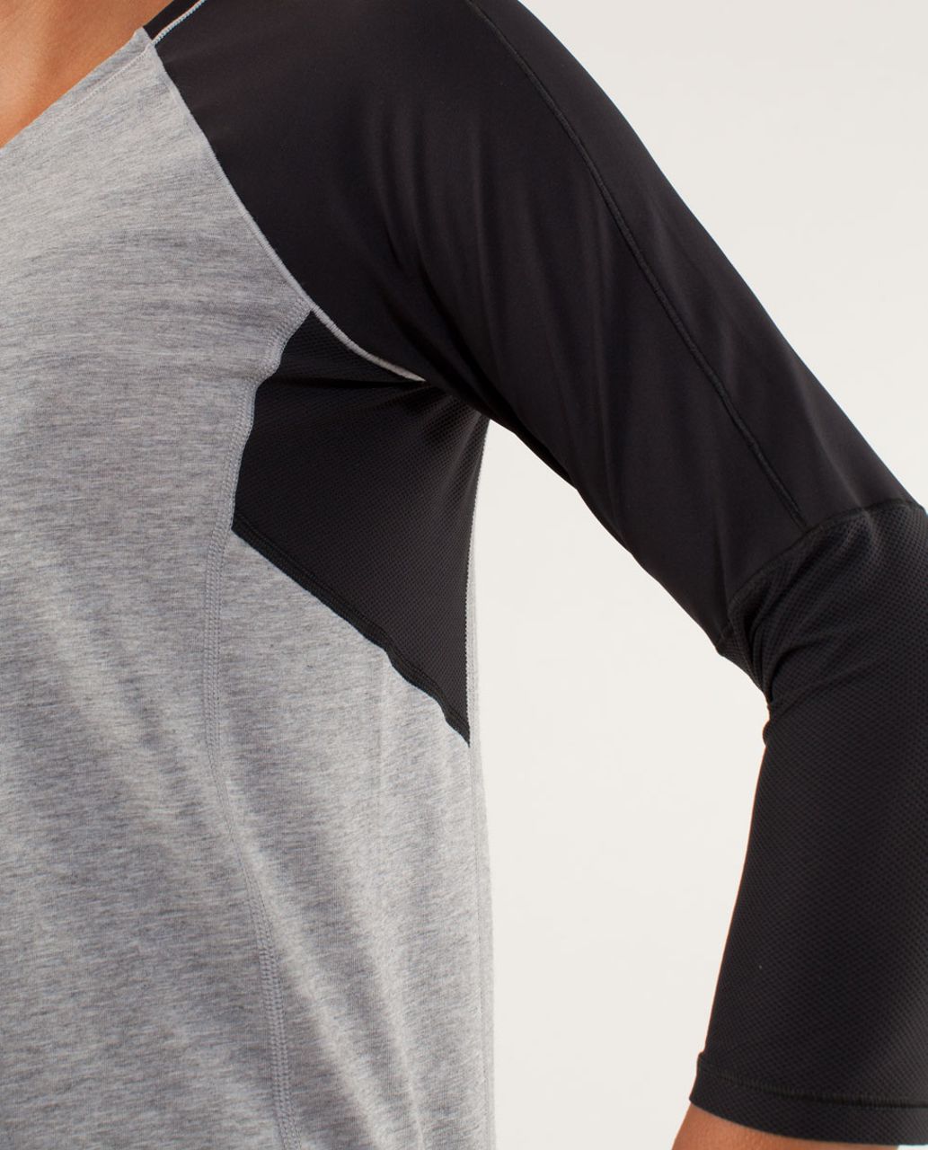 Lululemon Spincity Long Sleeve - Heathered Silver Slate / Black