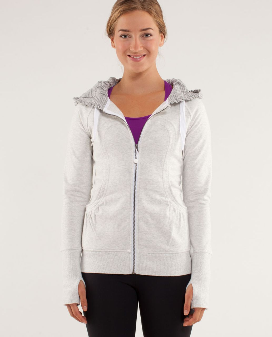 Lululemon Back To Class Jacket - Heathered White / Glen Check Polar Cream Silver Slate