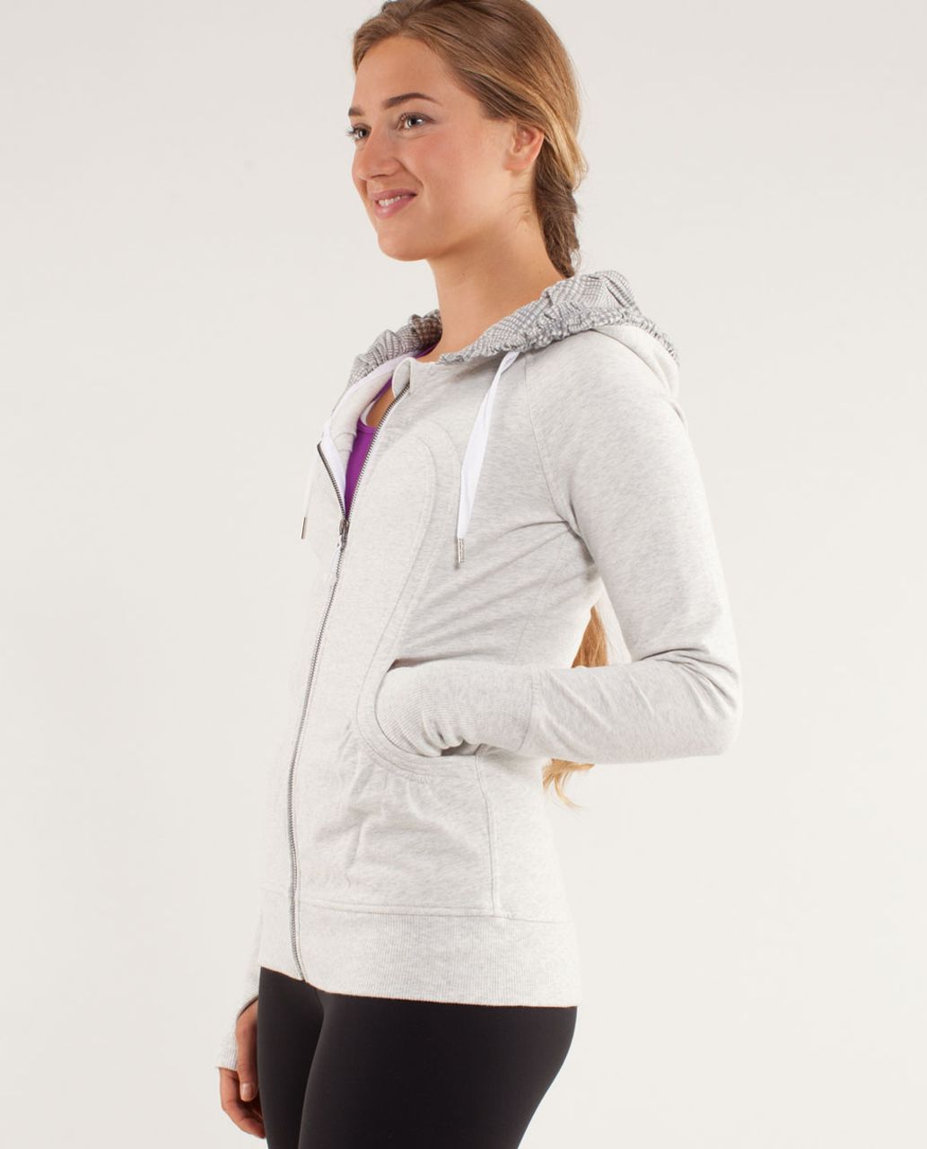 Lululemon Back To Class Jacket - Heathered White / Glen Check Polar Cream Silver Slate