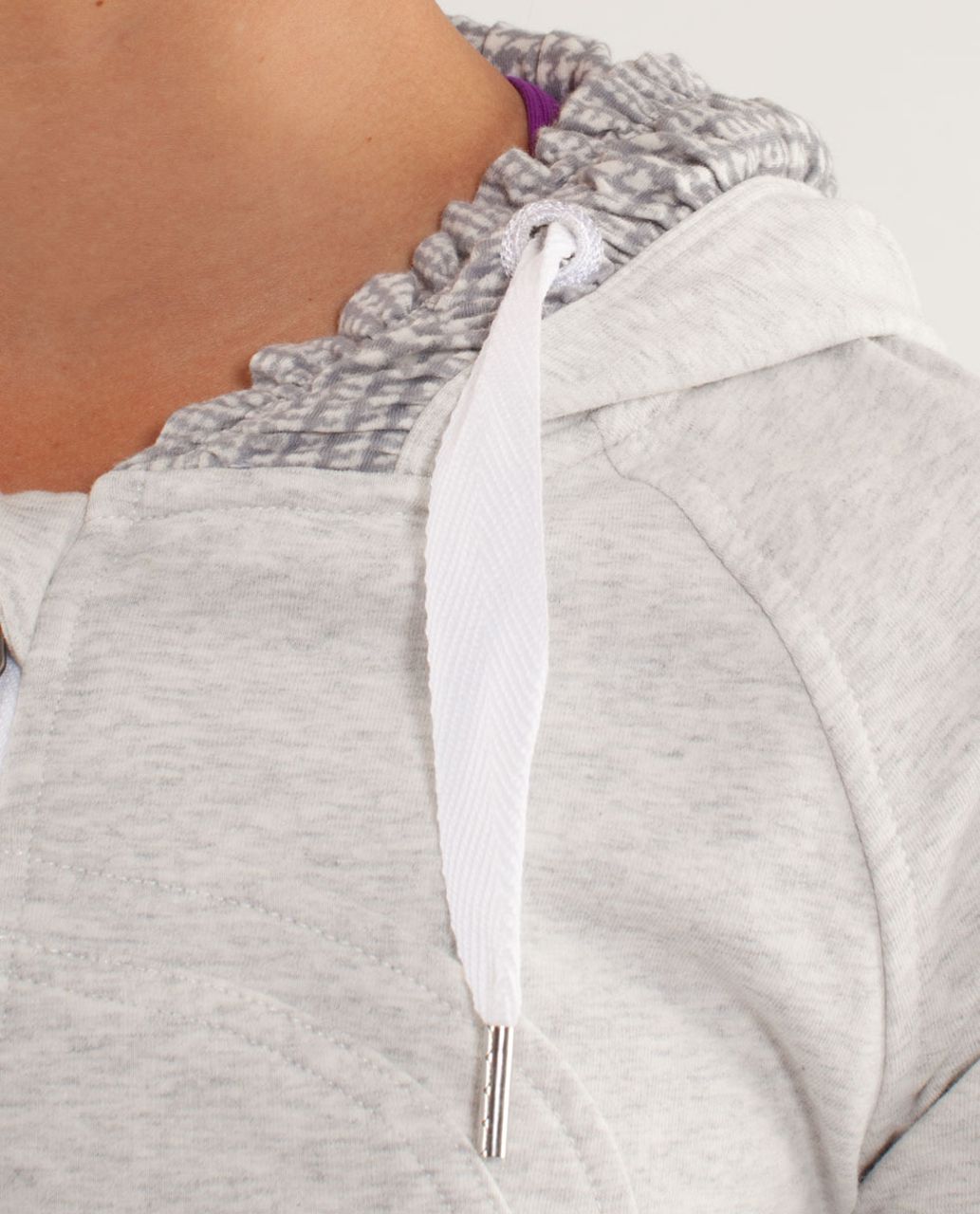 Lululemon Back To Class Jacket - Heathered White / Glen Check Polar Cream Silver Slate