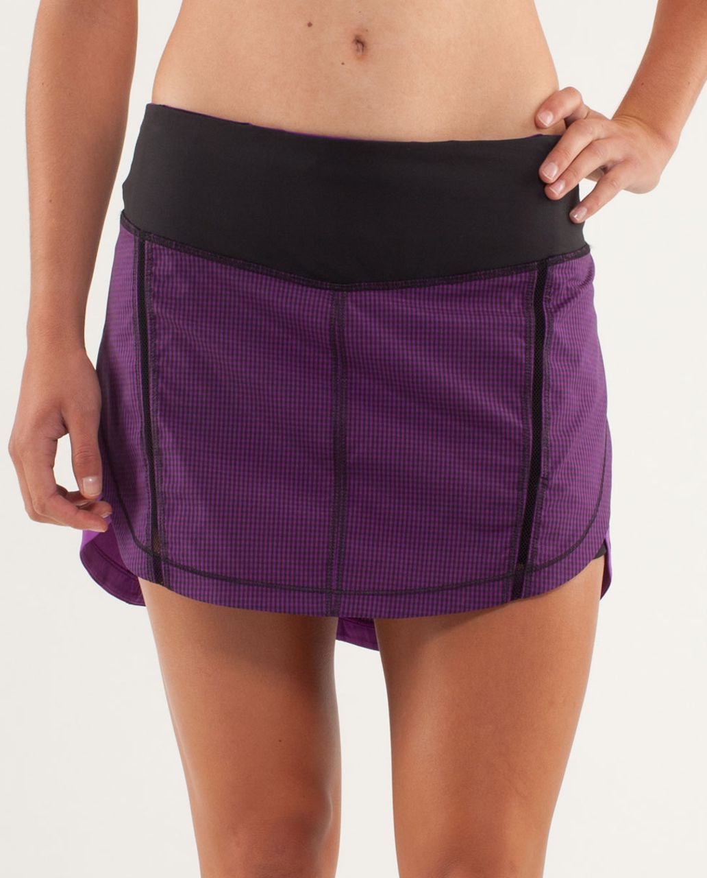 Lululemon Full Stride Skirt (Tall) - Eighth Gingham Tender Violet Black  / Black / Tender Violet