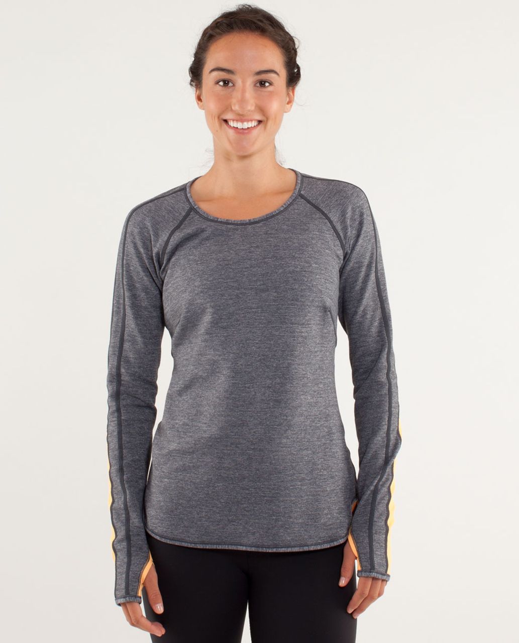 Lululemon Runder Under Long Sleeve - Creamsicle Pop / Heathered Coal