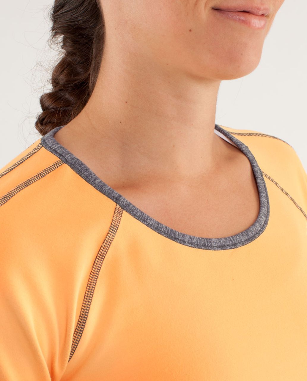 Lululemon Runder Under Long Sleeve - Creamsicle Pop / Heathered Coal