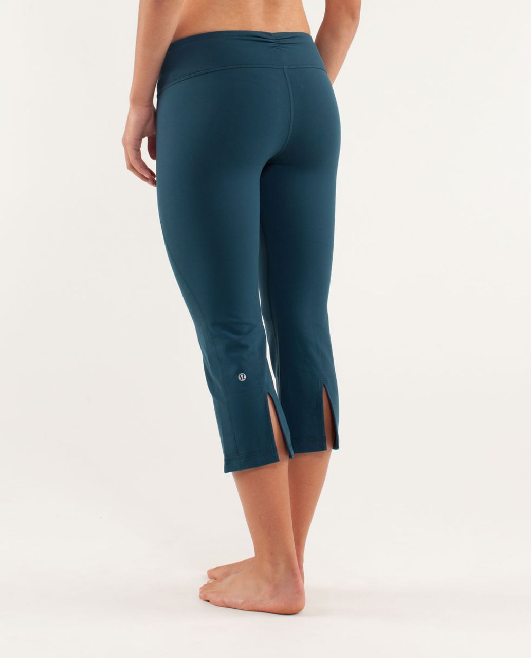 Lululemon Gather & Crow Black Stripe Slit Crop Leggings Women's