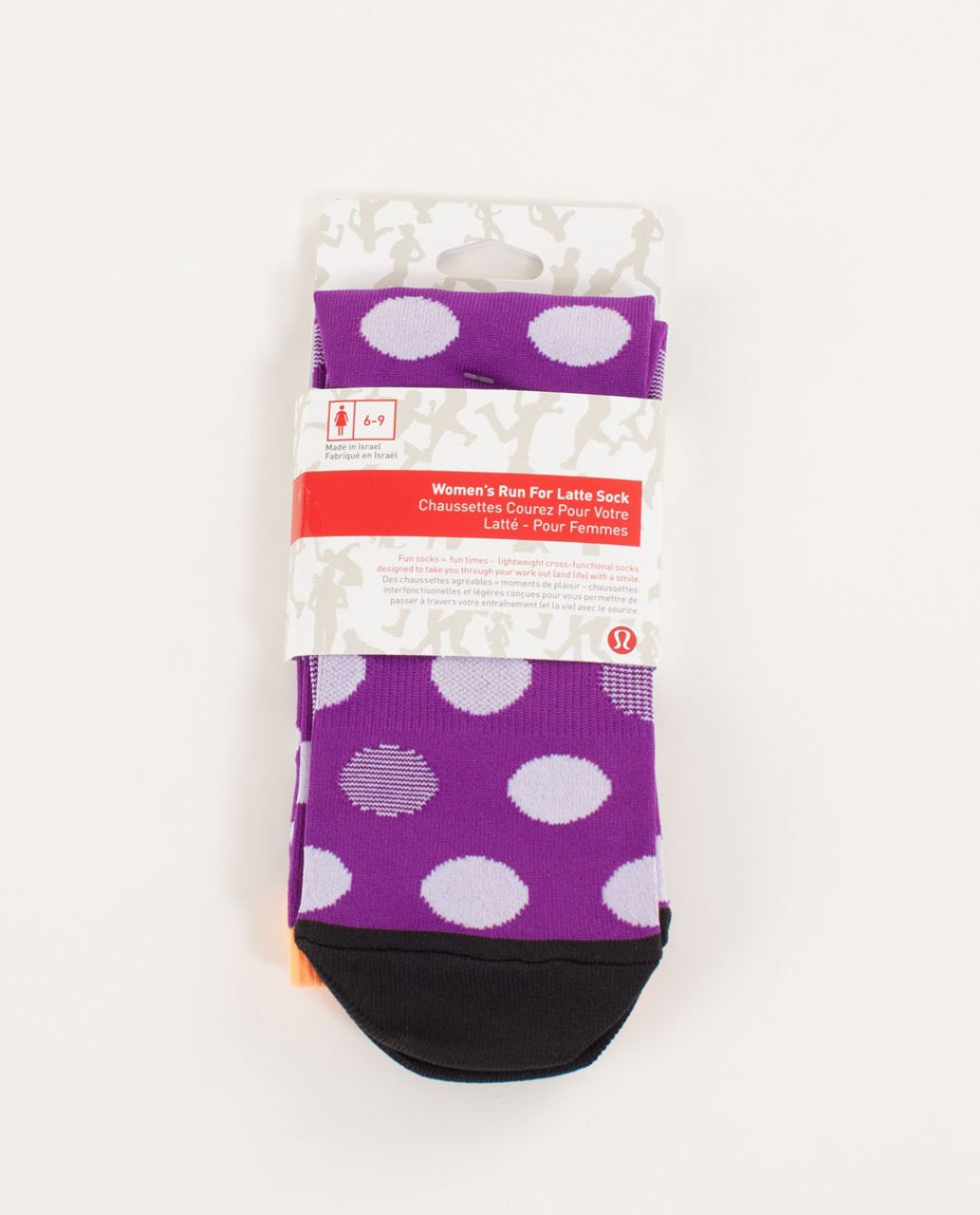 Lululemon Women's Run For A Latte Sock - Striped Dot Tender Violet