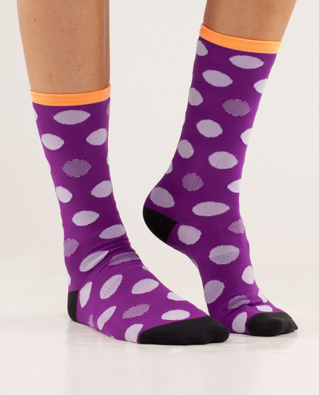 Lululemon Women's Run For A Latte Sock - Striped Dot Tender Violet