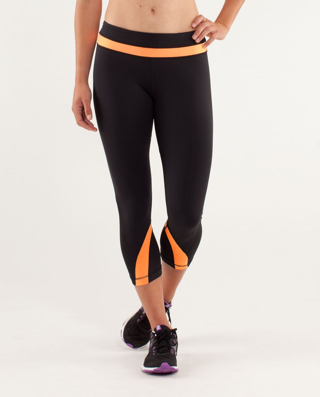 Lululemon Run:  Inspire Crop II - Black / Creamsicle Pop