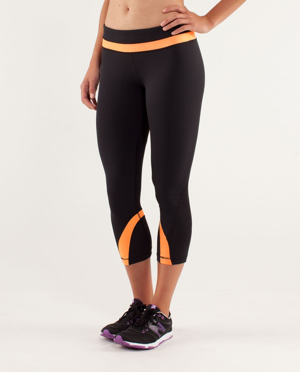 Lululemon Run:  Inspire Crop II - Black / Creamsicle Pop