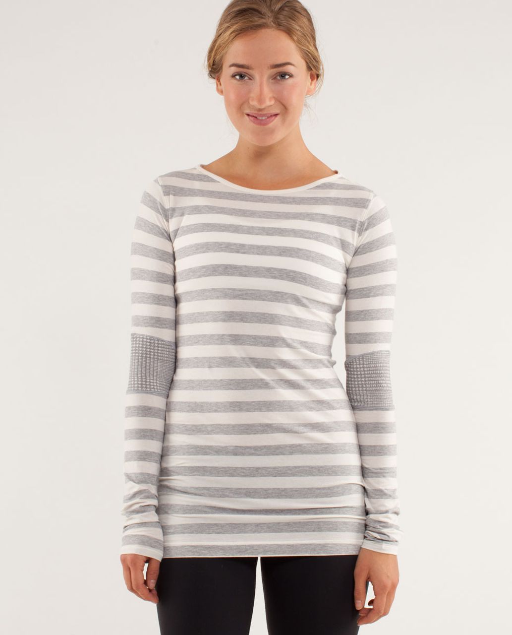 Lululemon Devotion Long Sleeve Tee - Micro Macro Polar Cream Silver Slate / Glen Check Polar Cream Silver Slate