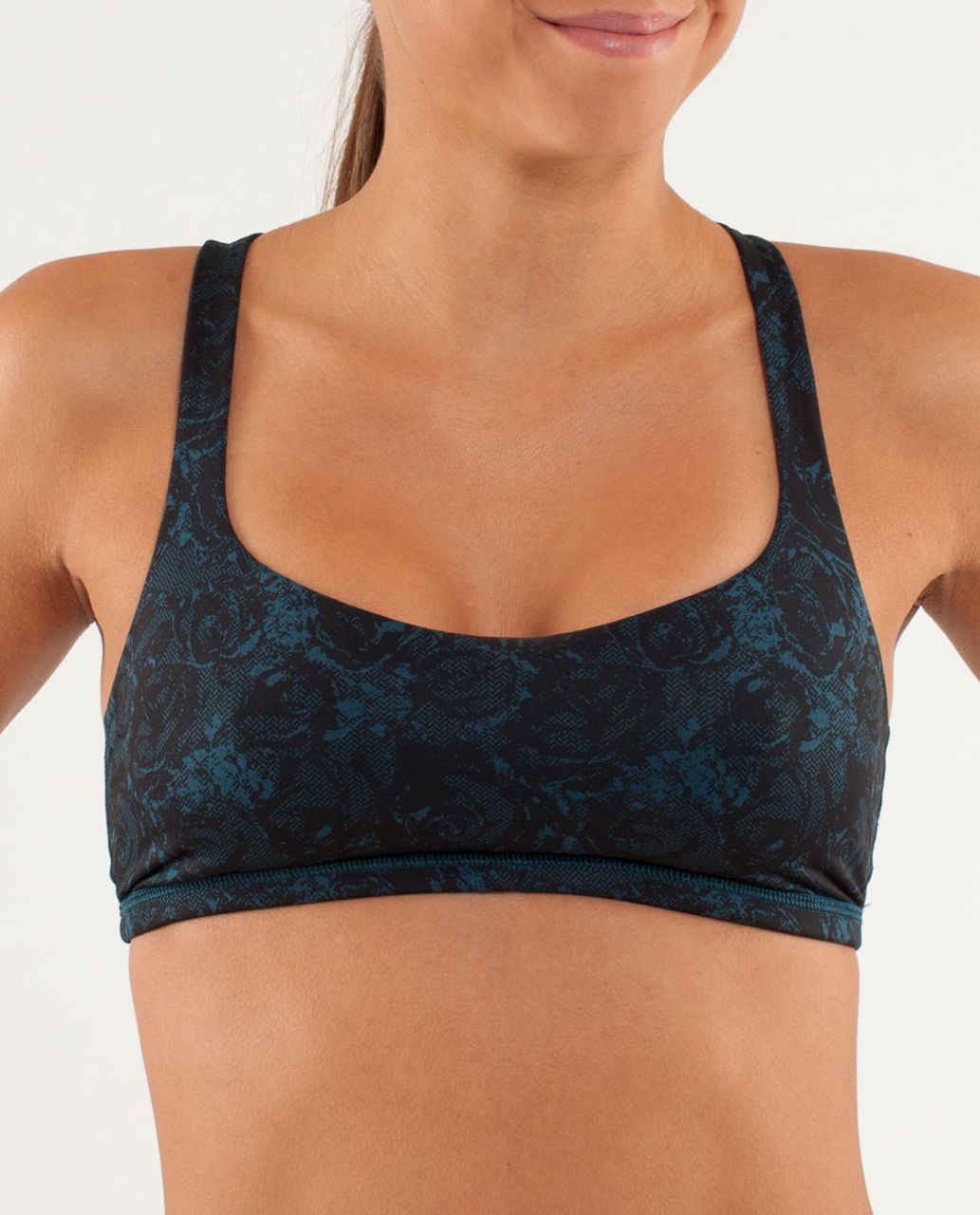 Lululemon Free To Be Bra - Rose Herringbone Printed Coal Black