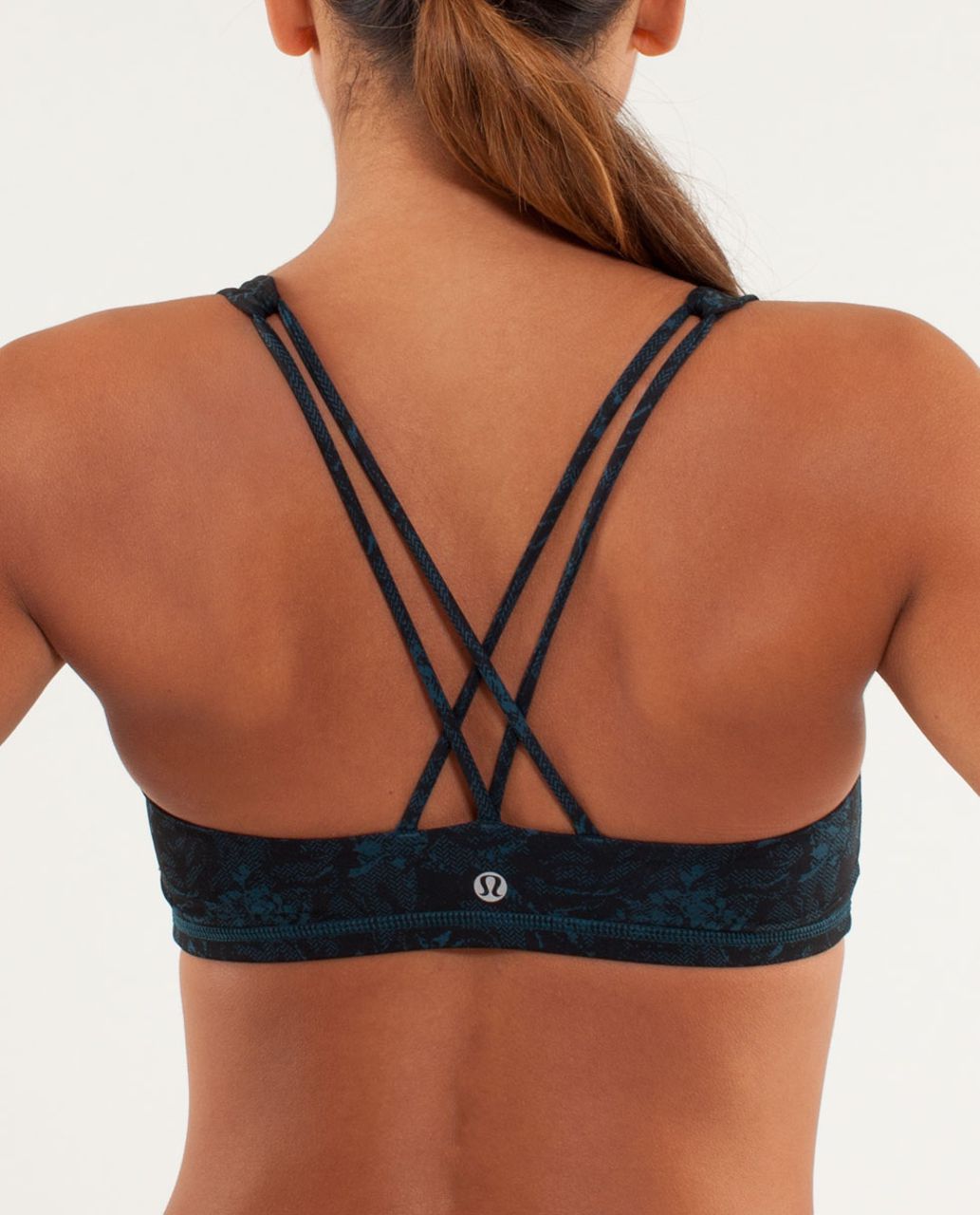 Lululemon Free To Be Bra - Rose Herringbone Printed Coal Black