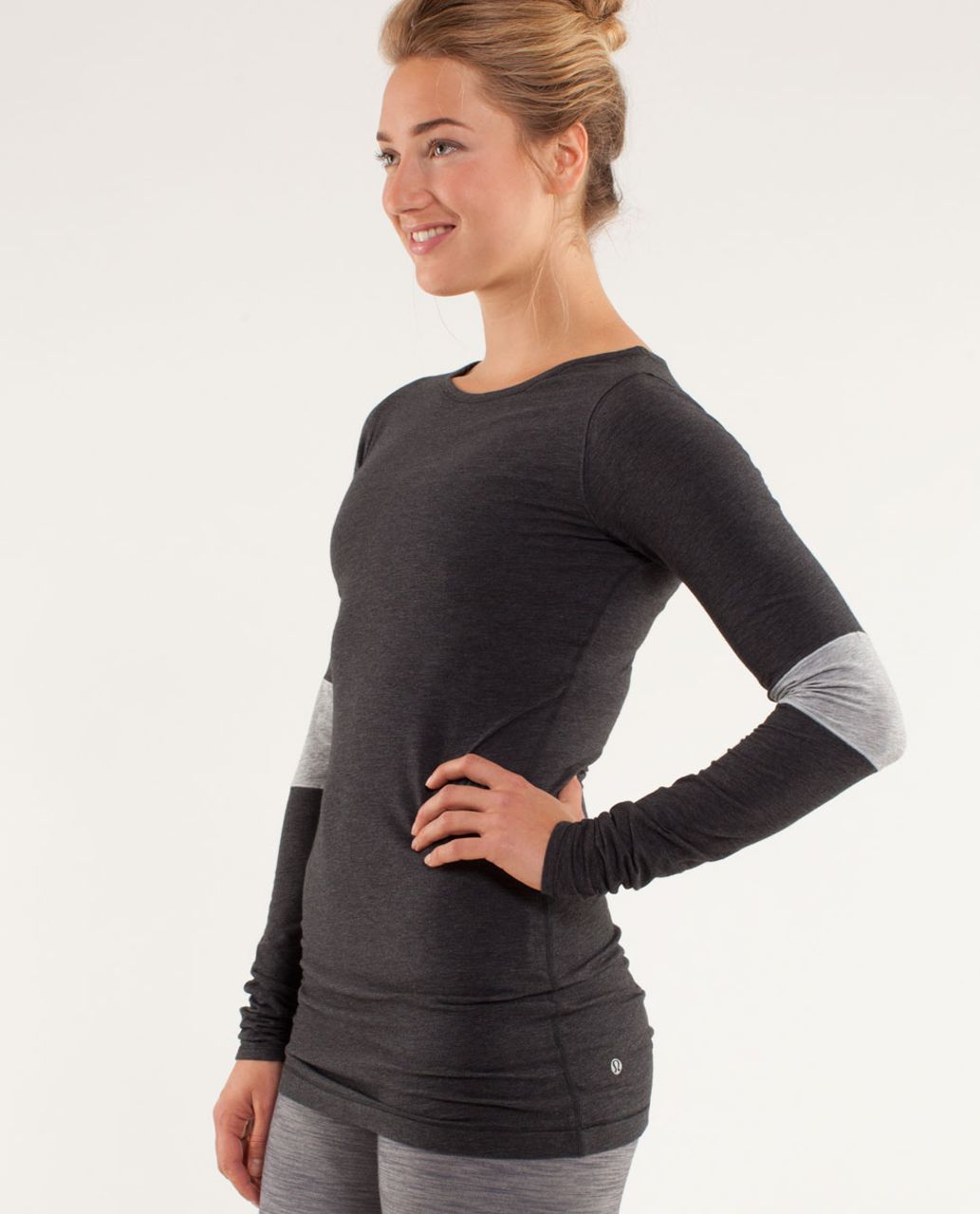 Lululemon Devotion Long Sleeve Tee - Heathered Black / Heathered Silver Slate