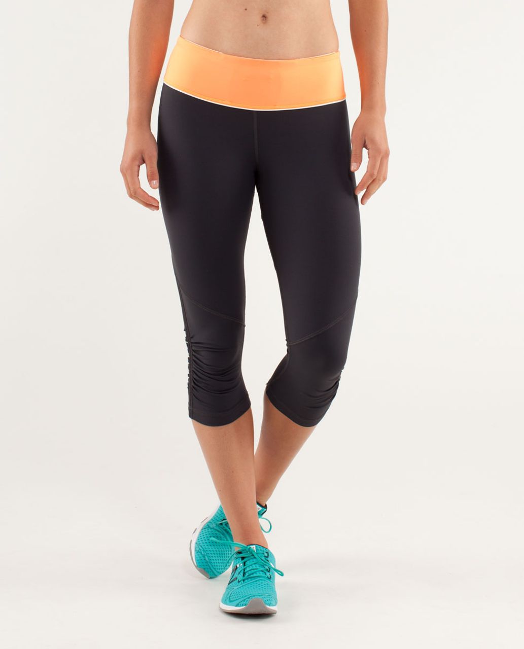 Lululemon Run:  For Your Life Crop - Deep Coal / Creamsicle Pop