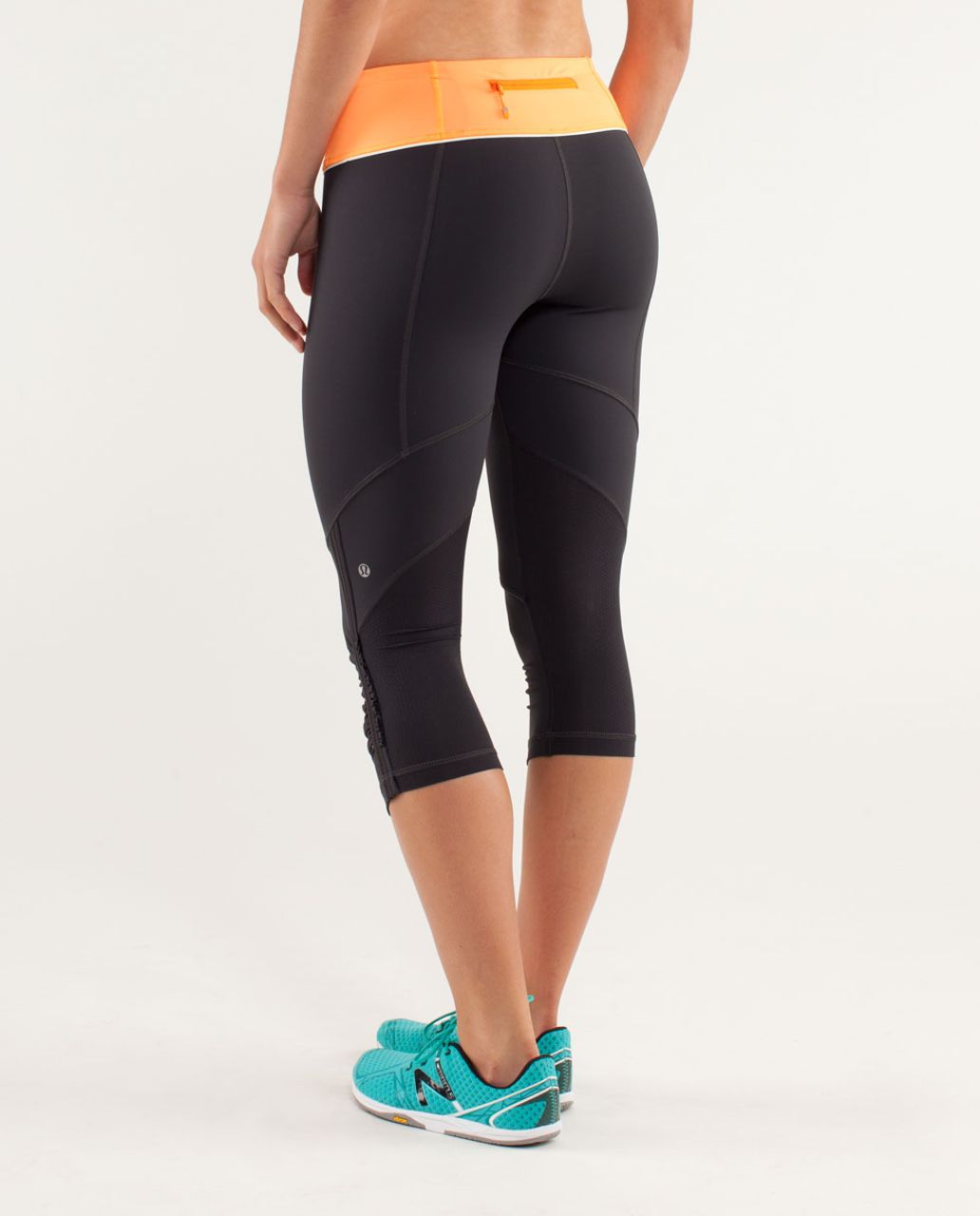 Lululemon Run:  For Your Life Crop - Deep Coal / Creamsicle Pop