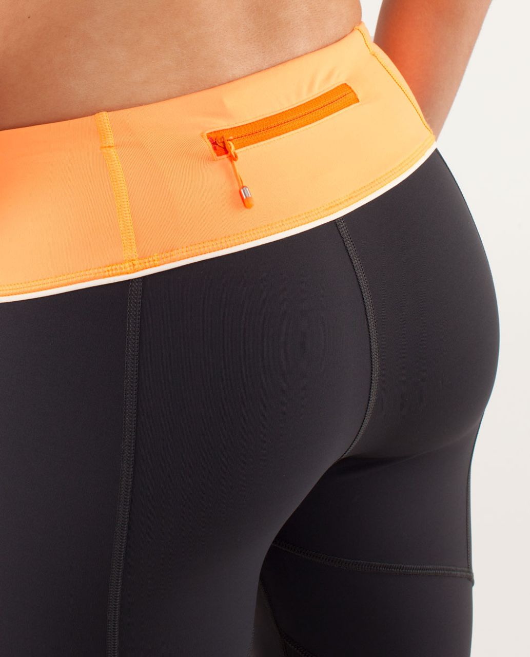 Lululemon Run:  For Your Life Crop - Deep Coal / Creamsicle Pop