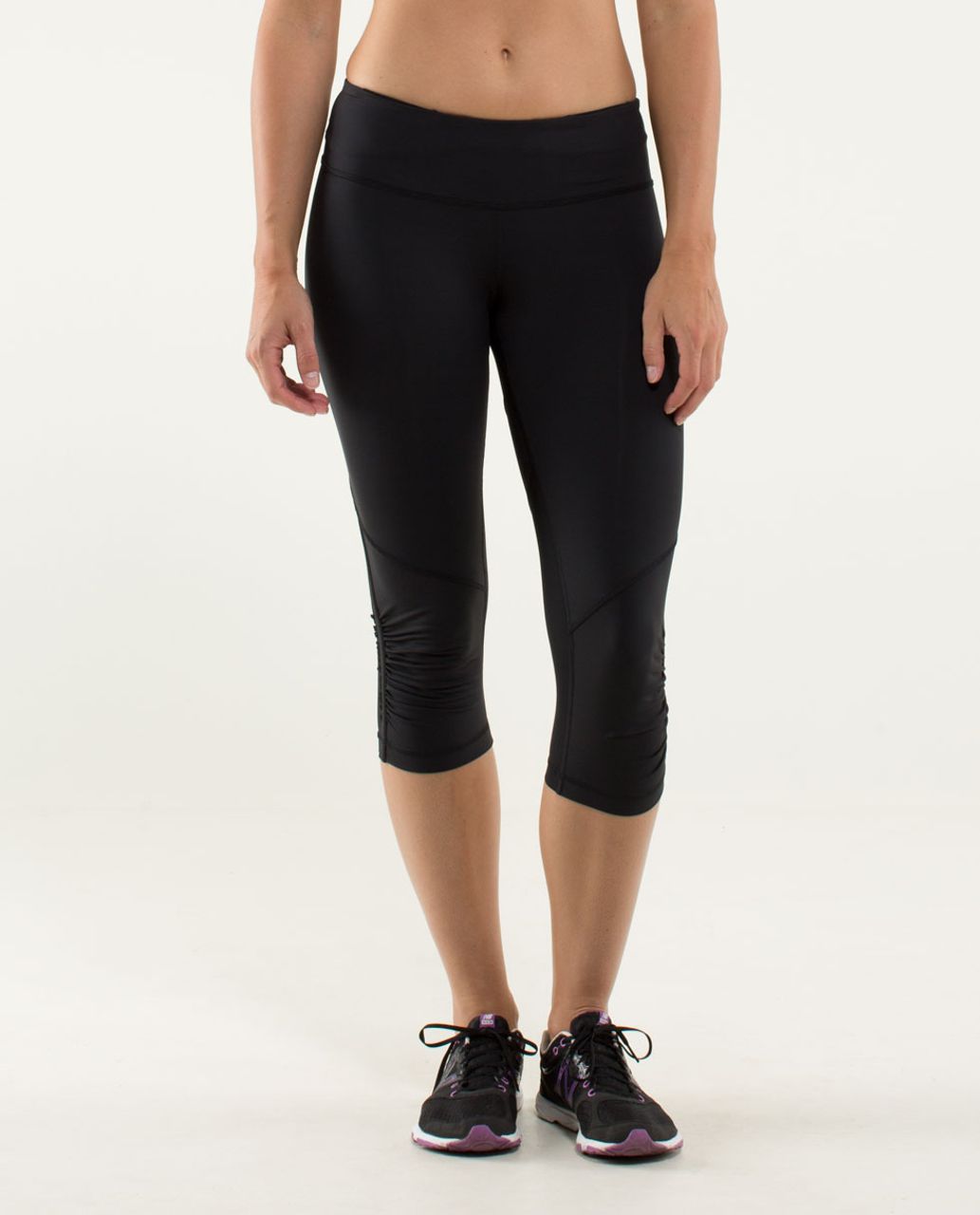 Lululemon Yoga Leggings Womens 6 Black Ankle Crop Scrunch Up