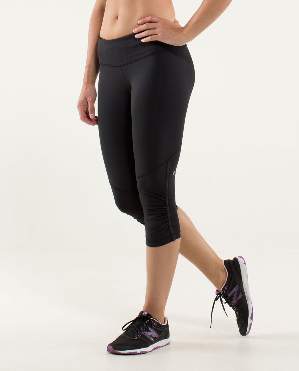 LULULEMON WOMEN'S RUN For Your Life Crop Ruched Leggings Black